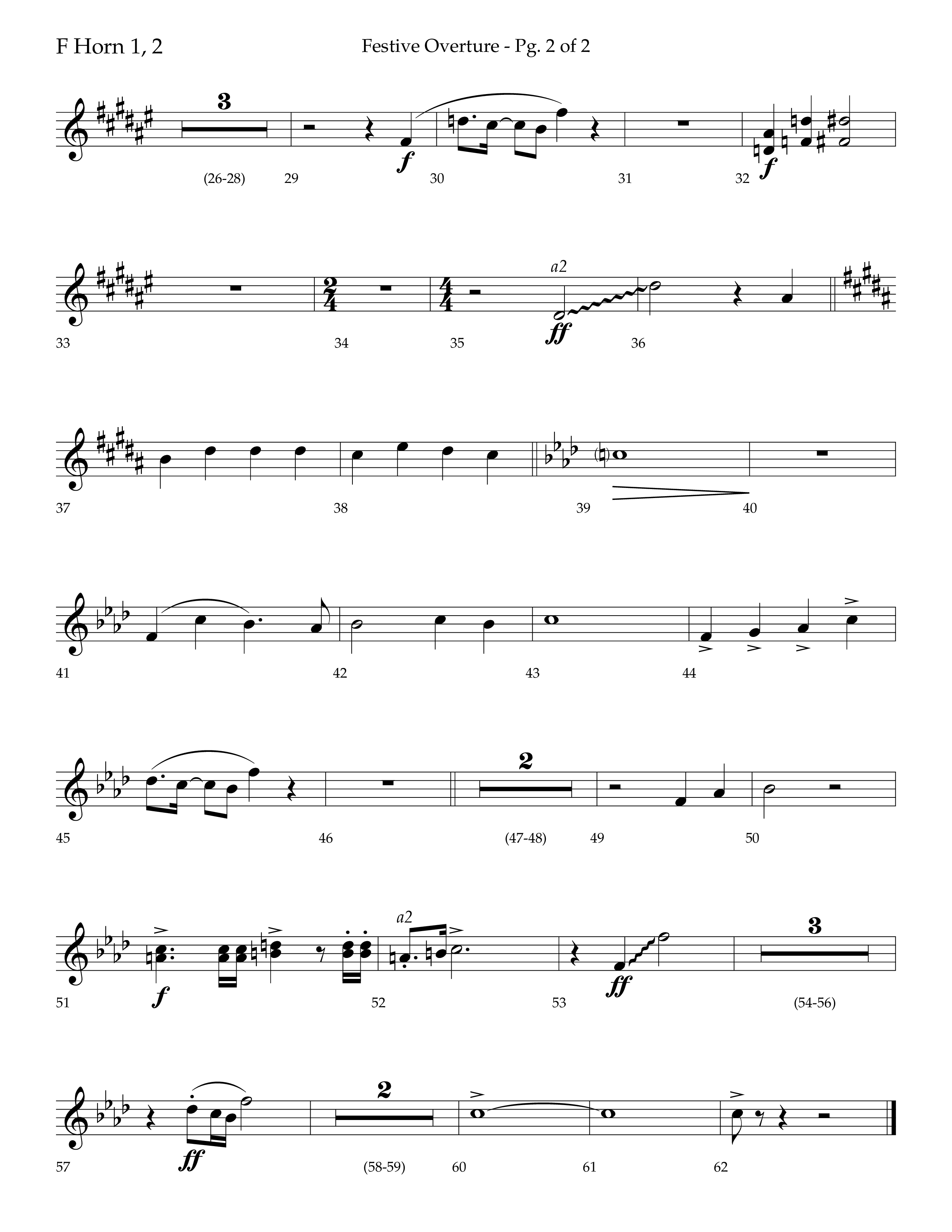 Festive Overture (Instrumental) French Horn 1/2 (Lifeway Choral / Arr. Trey Ivey)
