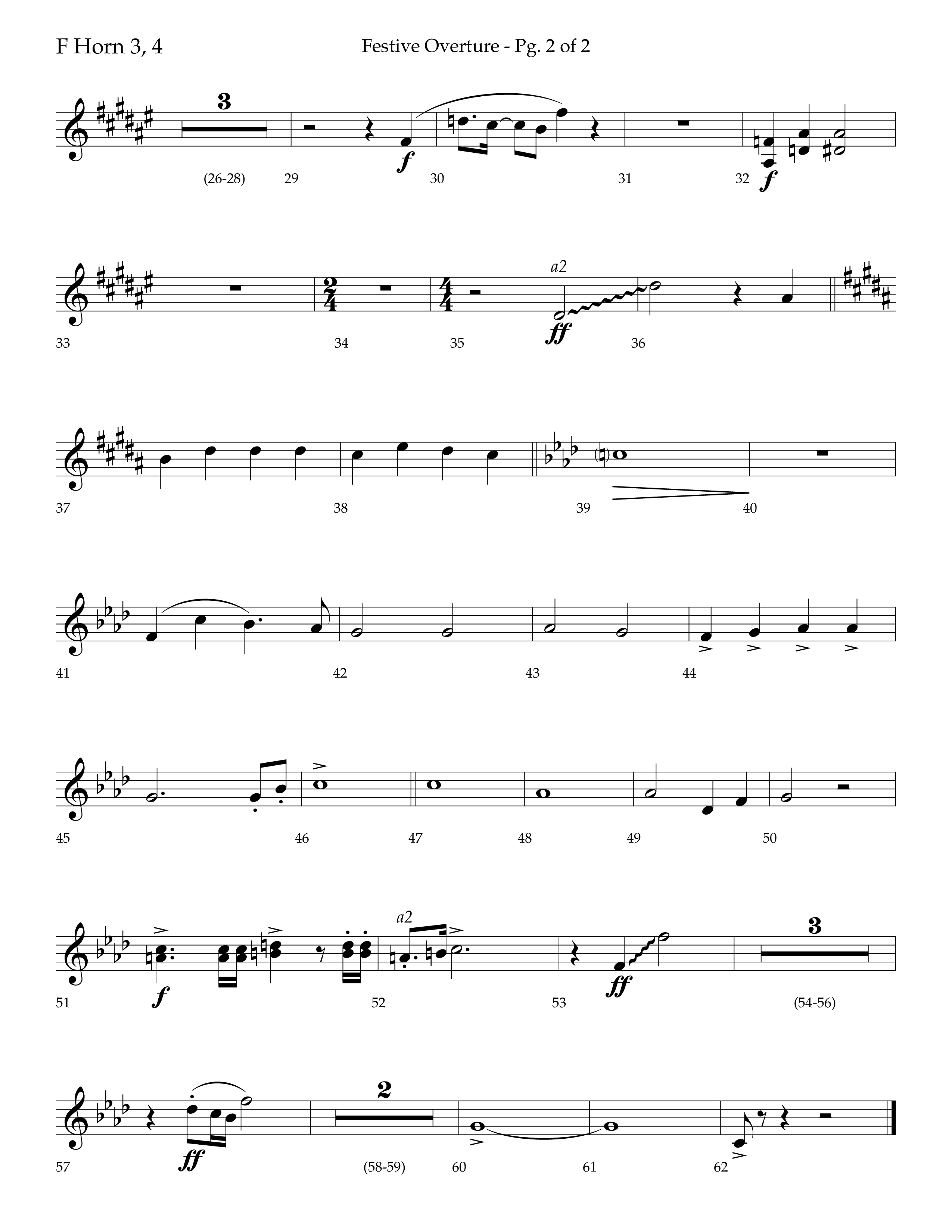 Festive Overture (Instrumental) French Horn 3 (Lifeway Choral / Arr. Trey Ivey)