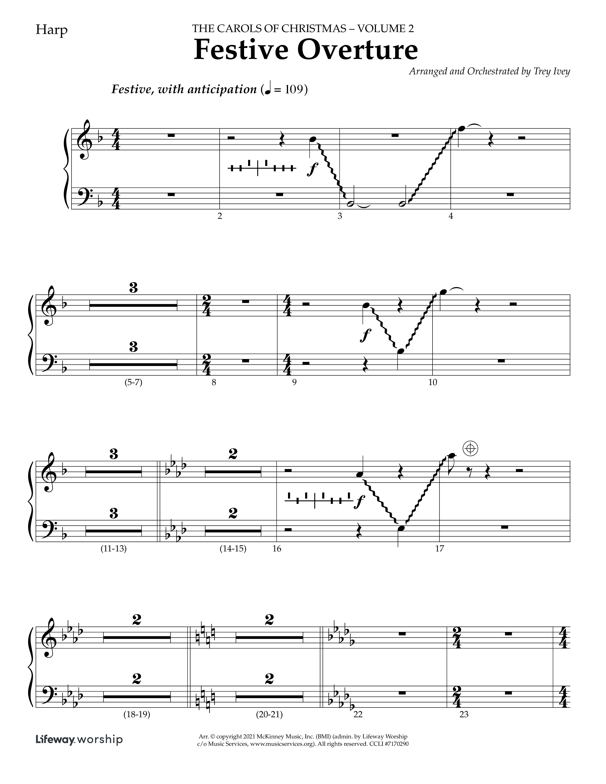 Festive Overture (Instrumental) Harp (Lifeway Choral / Arr. Trey Ivey)