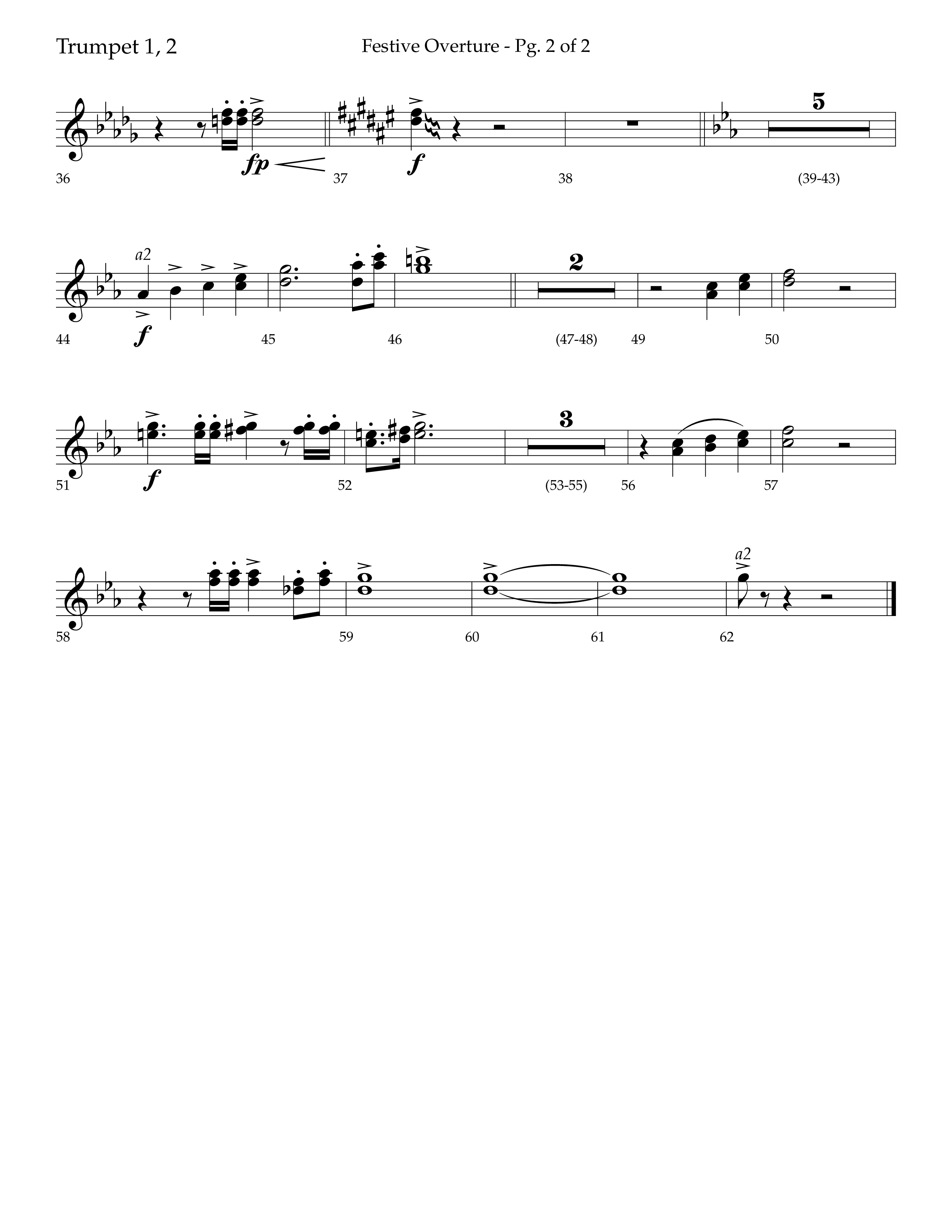 Festive Overture (Instrumental) Trumpet 1,2 (Lifeway Choral / Arr. Trey Ivey)