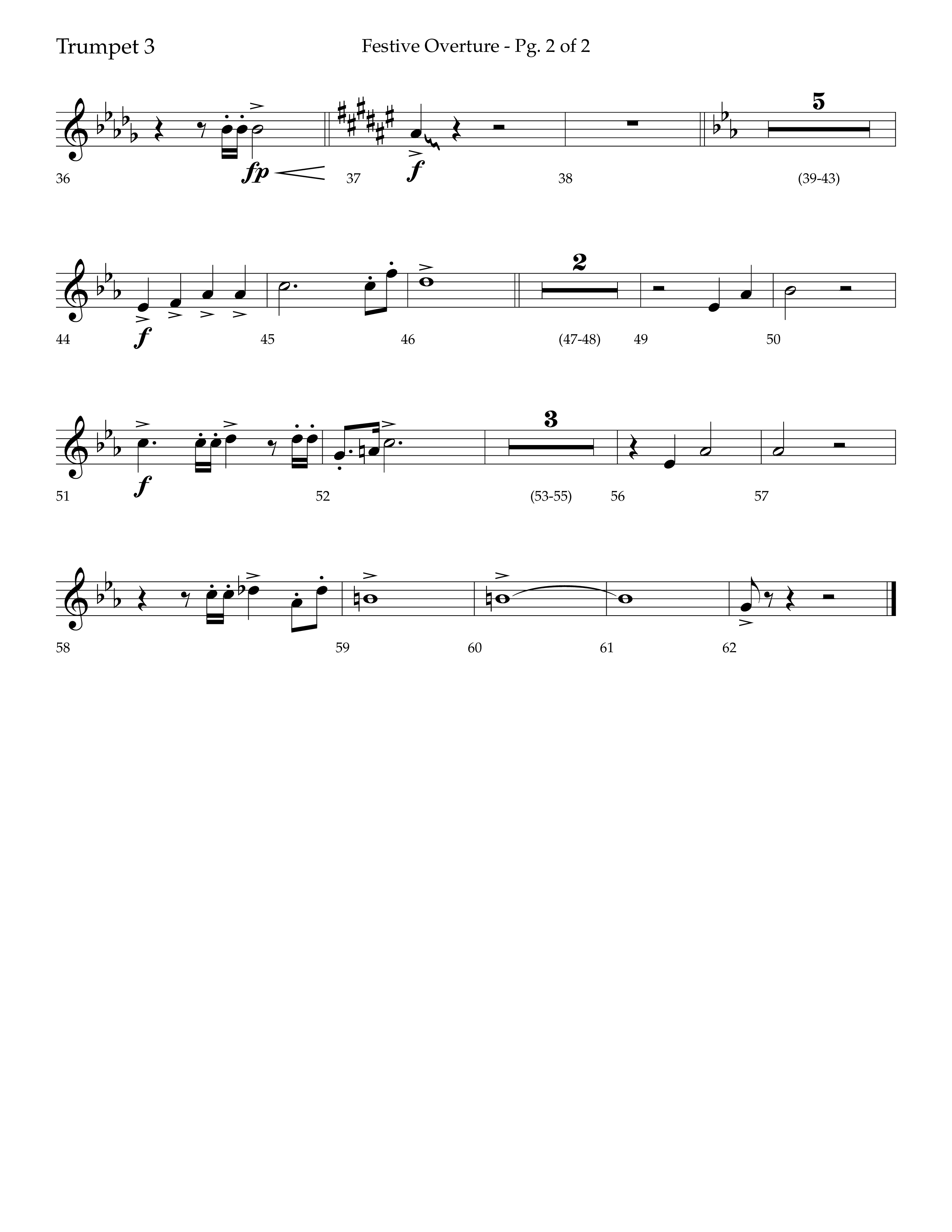 Festive Overture (Instrumental) Trumpet 3 (Lifeway Choral / Arr. Trey Ivey)