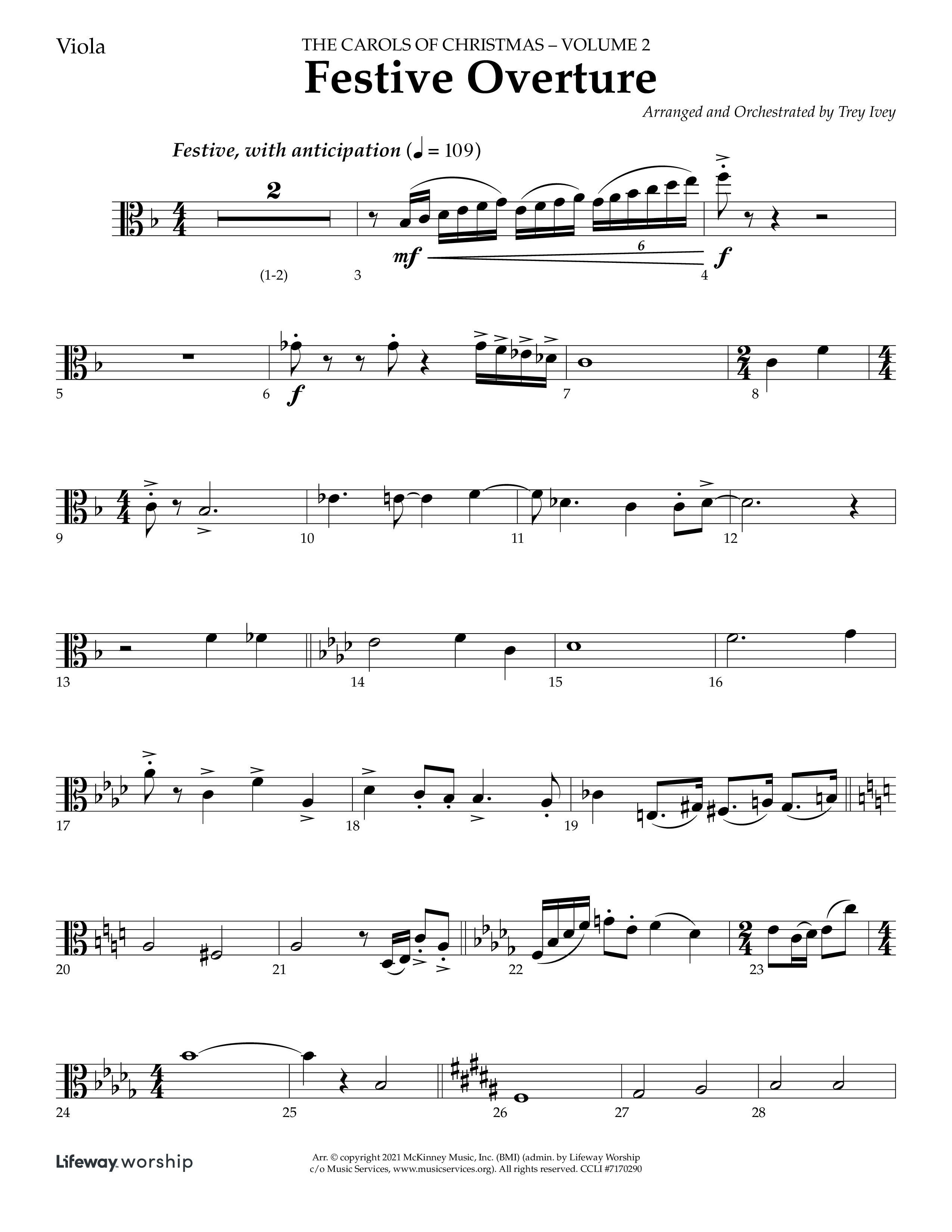 Festive Overture (Instrumental) Viola (Lifeway Choral / Arr. Trey Ivey)