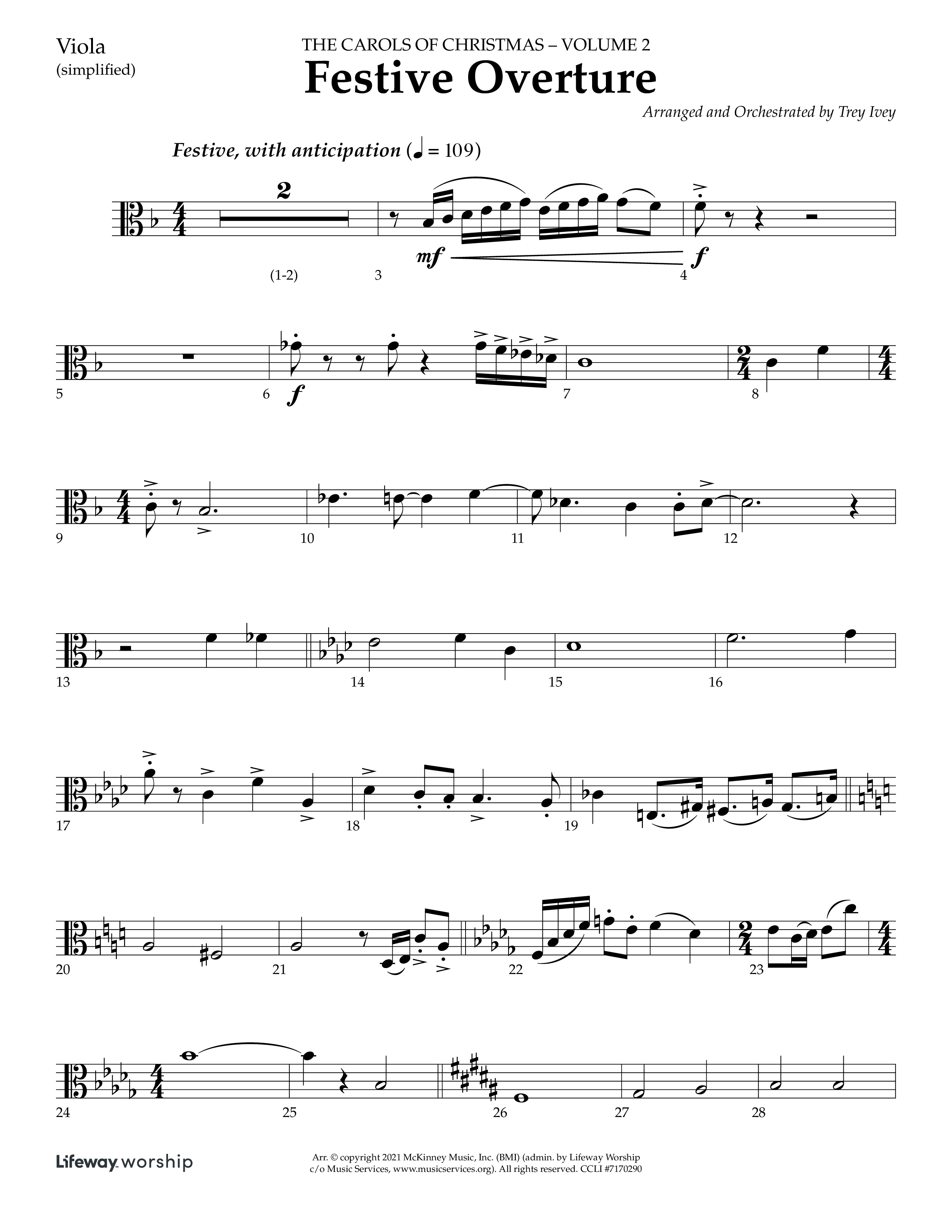 Festive Overture (Instrumental) Viola (Lifeway Choral / Arr. Trey Ivey)