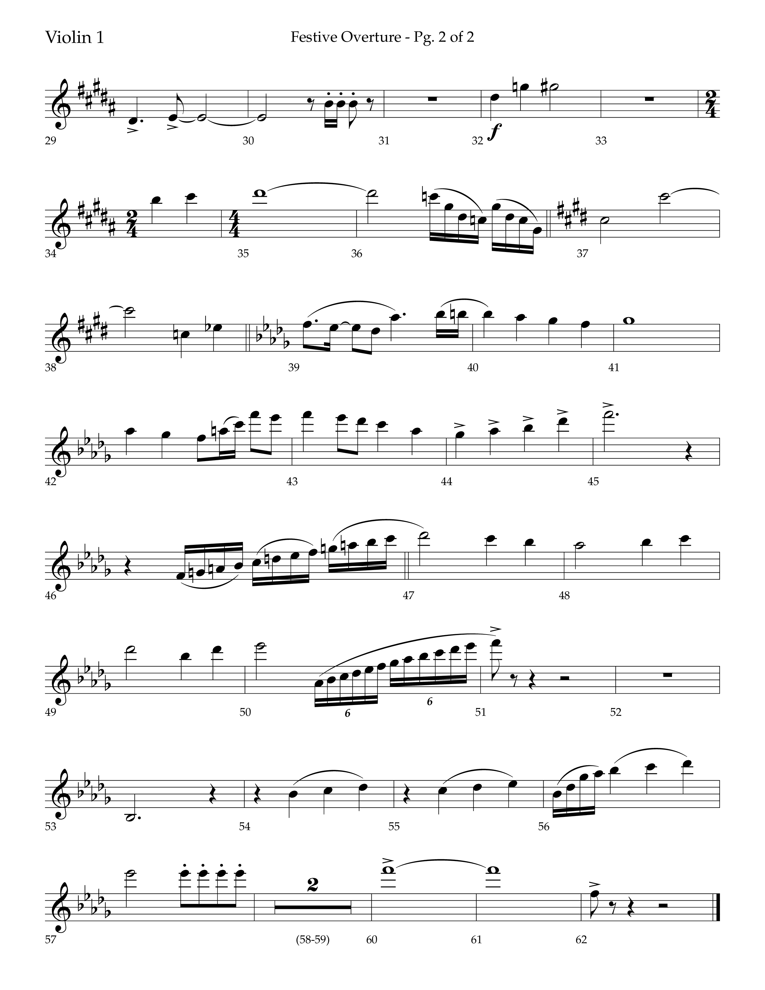 Festive Overture (Instrumental) Violin 1 (Lifeway Choral / Arr. Trey Ivey)