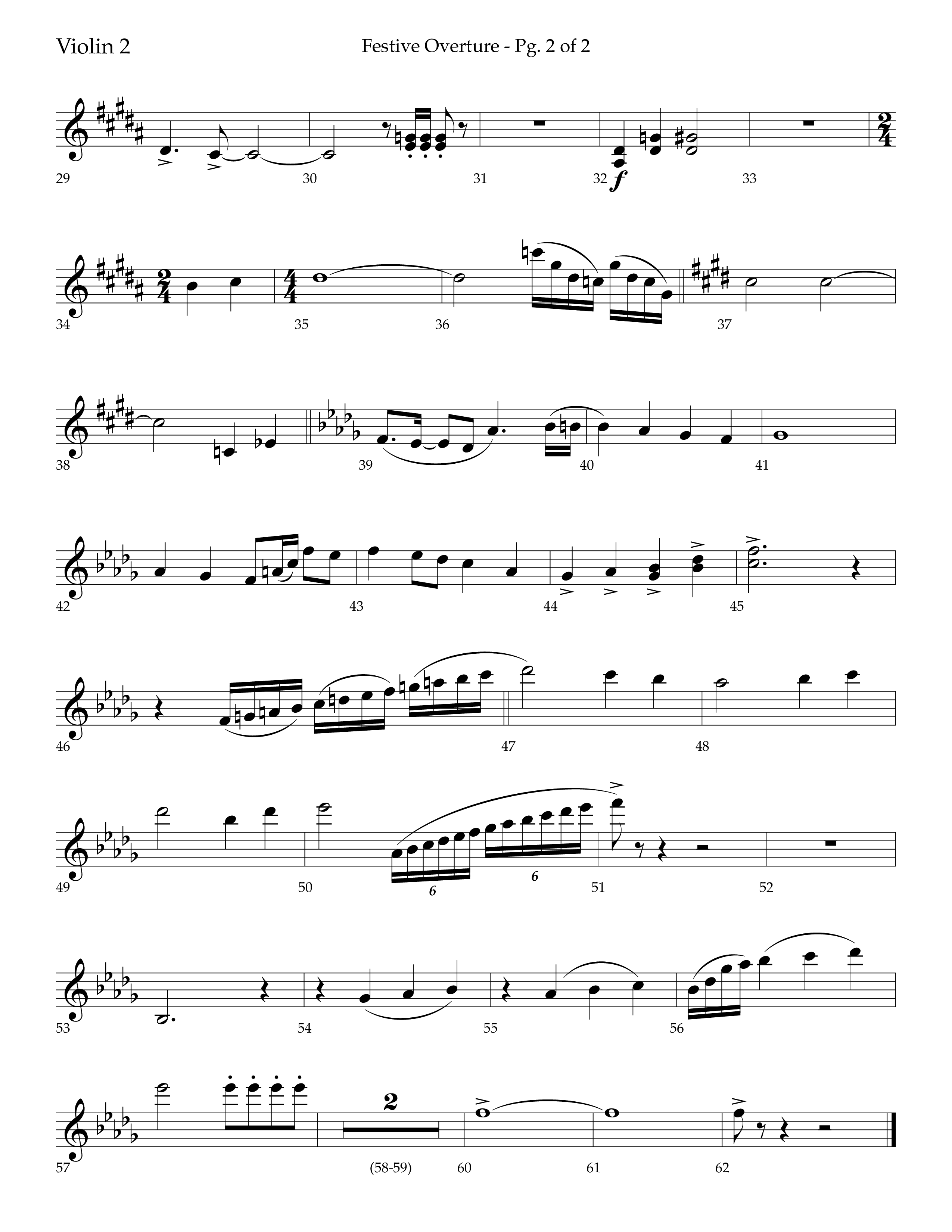 Festive Overture (Instrumental) Violin 2 (Lifeway Choral / Arr. Trey Ivey)
