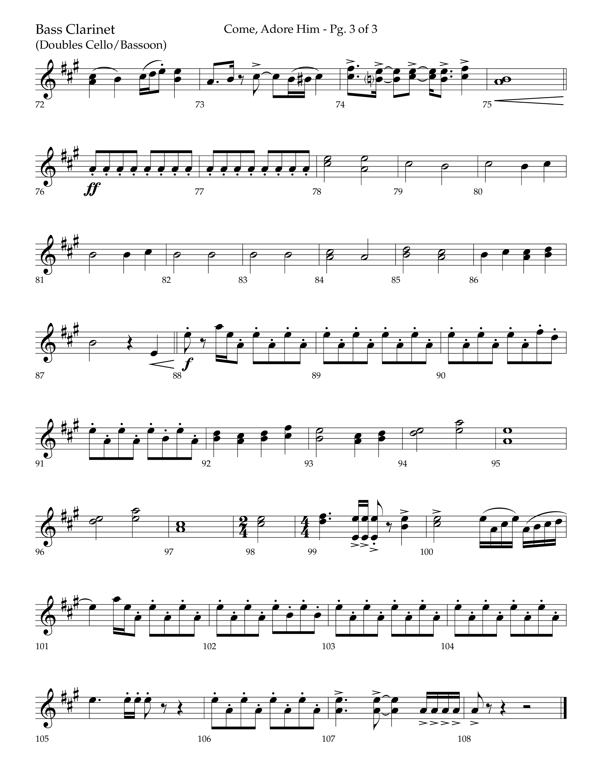 Come Adore Him (with O Come All Ye Faithful, O Come O Come Emmanuel, God Rest Ye Merry Gentlemen) (Choral Anthem SATB) Bass Clarinet (Lifeway Choral / Arr. Trey Ivey)