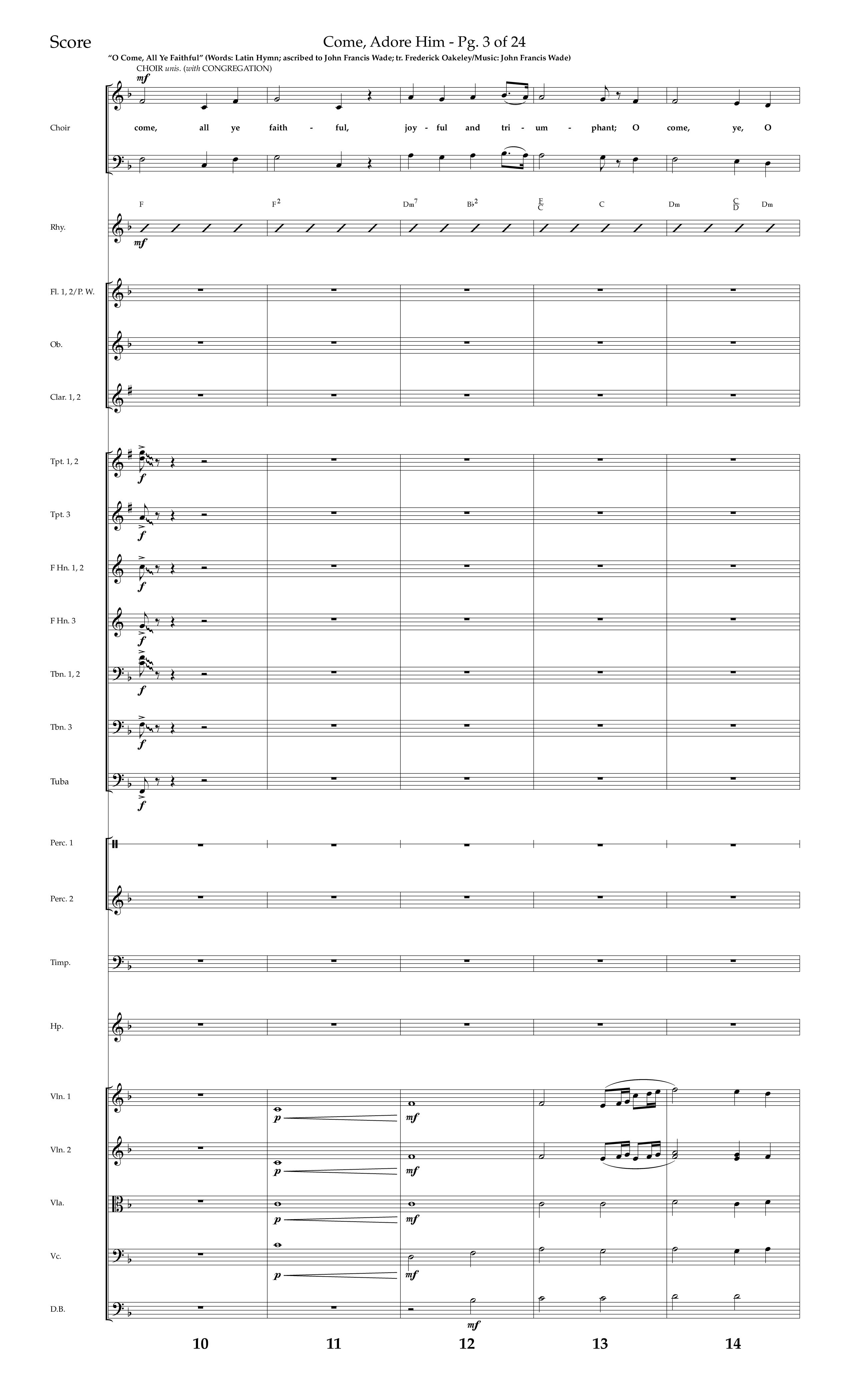Come Adore Him (with O Come All Ye Faithful, O Come O Come Emmanuel, God Rest Ye Merry Gentlemen) (Choral Anthem SATB) Orchestration (Lifeway Choral / Arr. Trey Ivey)