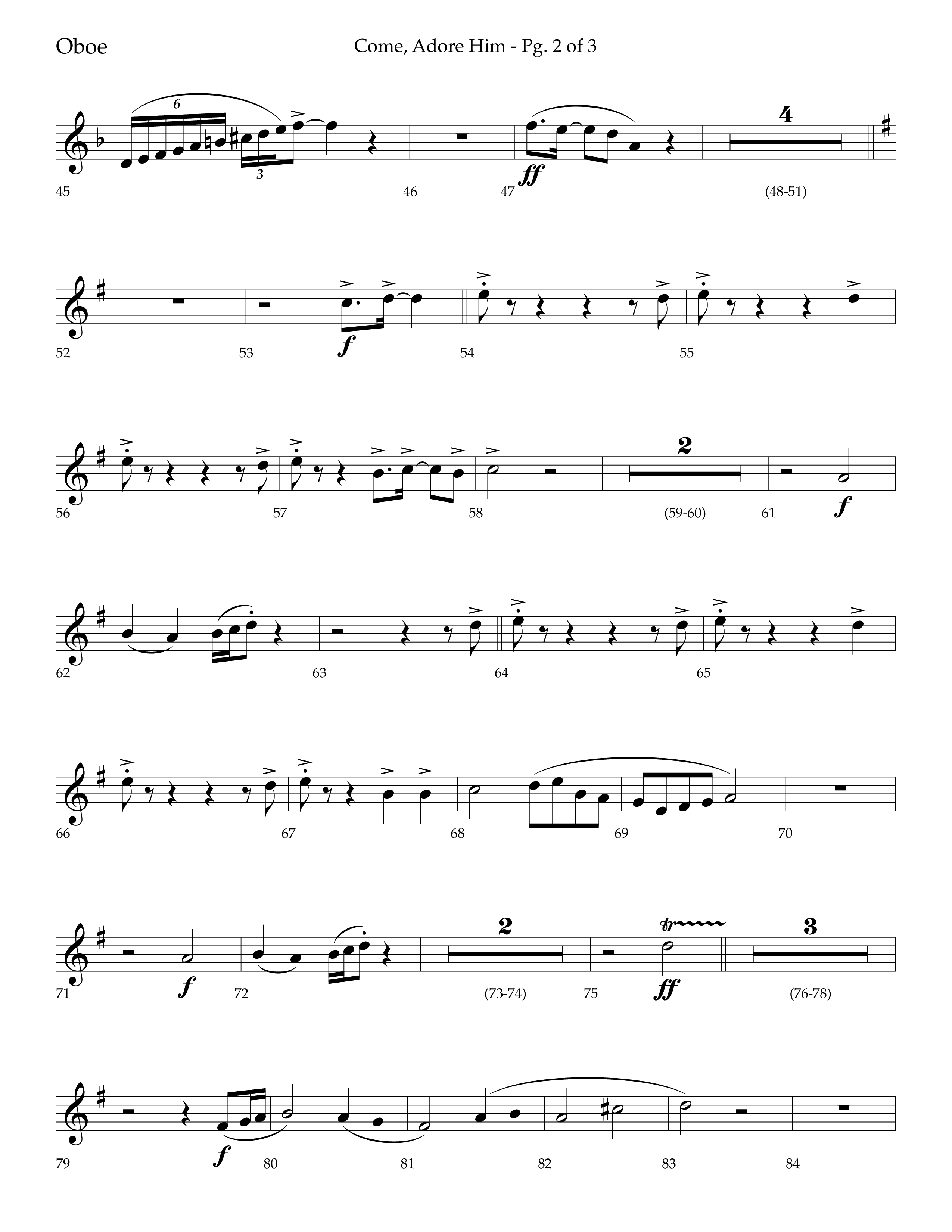 Come Adore Him (with O Come All Ye Faithful, O Come O Come Emmanuel, God Rest Ye Merry Gentlemen) (Choral Anthem SATB) Oboe (Lifeway Choral / Arr. Trey Ivey)