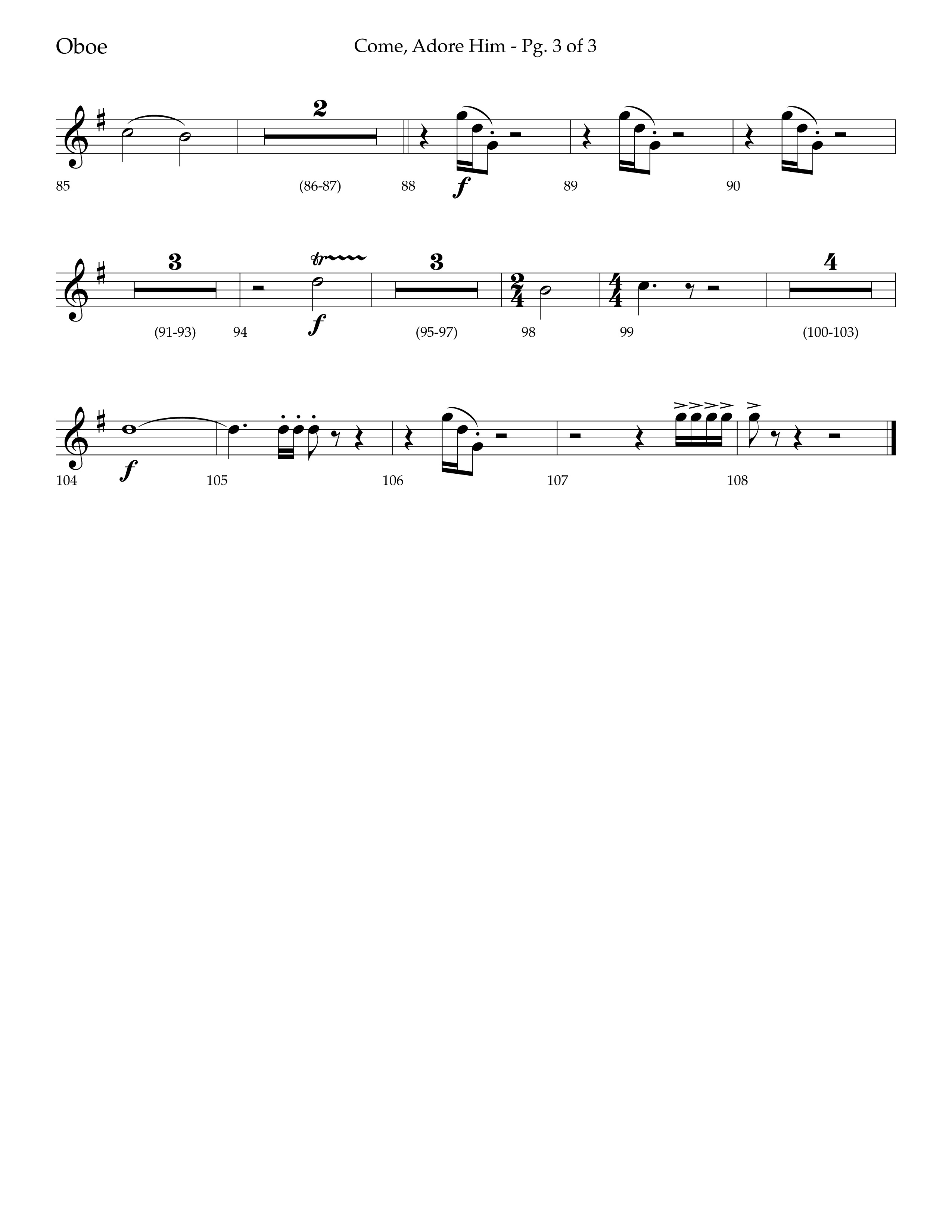 Come Adore Him (with O Come All Ye Faithful, O Come O Come Emmanuel, God Rest Ye Merry Gentlemen) (Choral Anthem SATB) Oboe (Lifeway Choral / Arr. Trey Ivey)