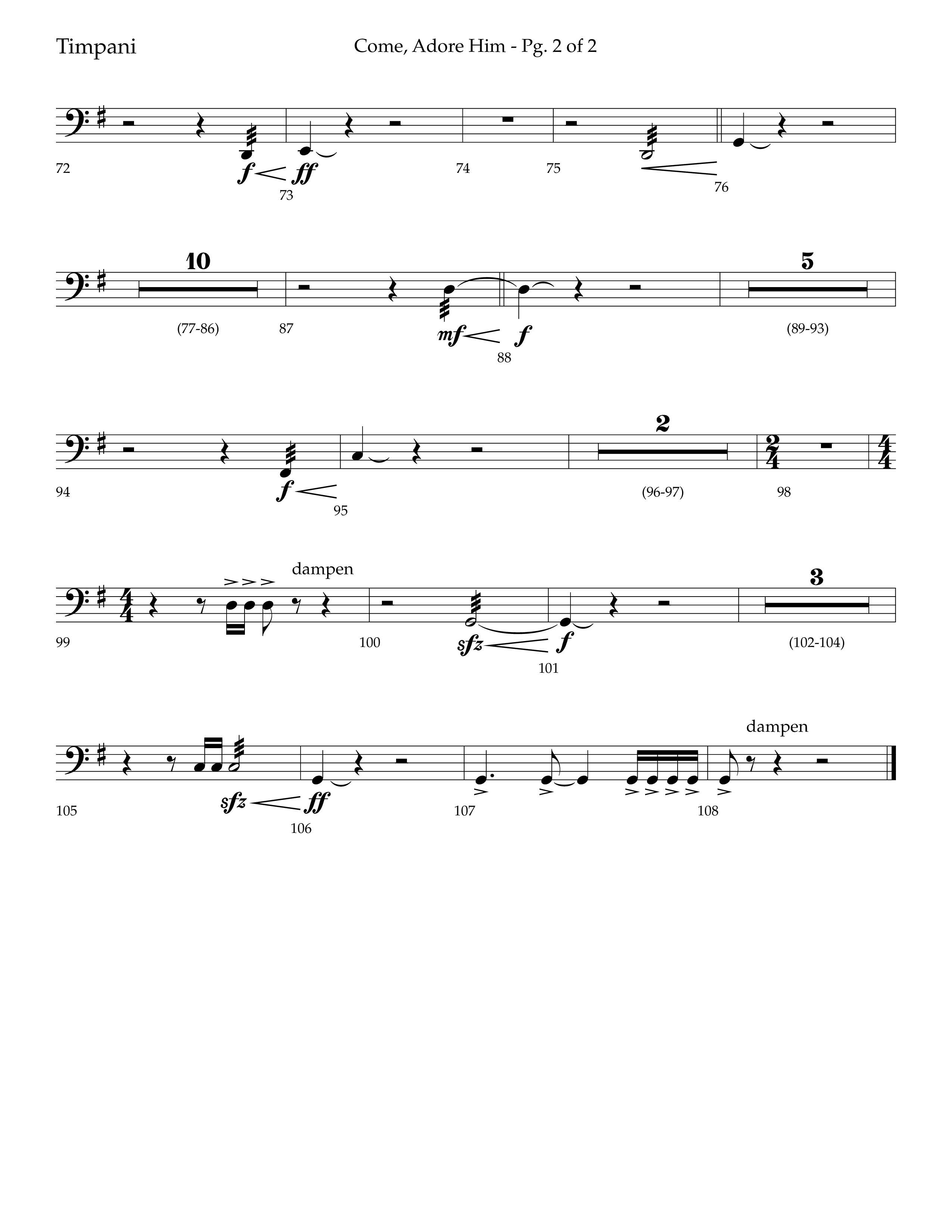 Come Adore Him (with O Come All Ye Faithful, O Come O Come Emmanuel, God Rest Ye Merry Gentlemen) (Choral Anthem SATB) Timpani (Lifeway Choral / Arr. Trey Ivey)