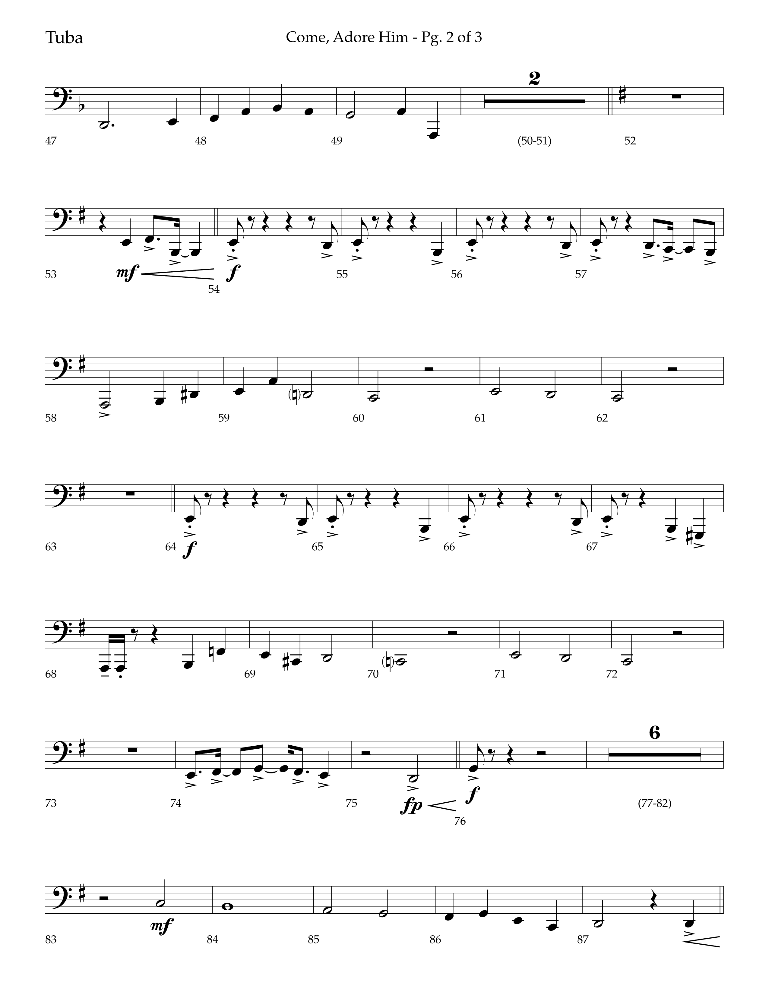 Come Adore Him (with O Come All Ye Faithful, O Come O Come Emmanuel, God Rest Ye Merry Gentlemen) (Choral Anthem SATB) Tuba (Lifeway Choral / Arr. Trey Ivey)