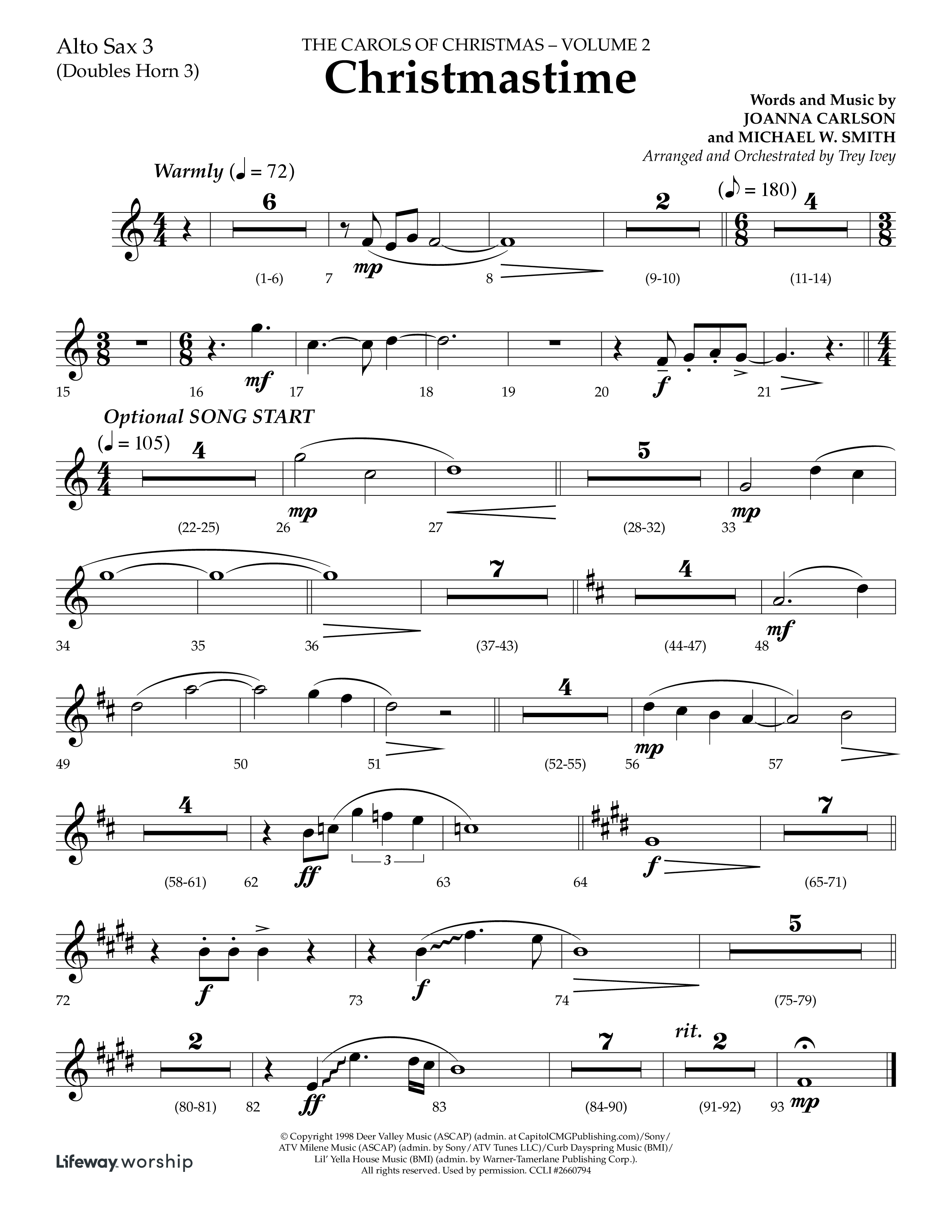 Christmastime (Choral Anthem SATB) Alto Sax (Lifeway Choral / Arr. Trey Ivey)