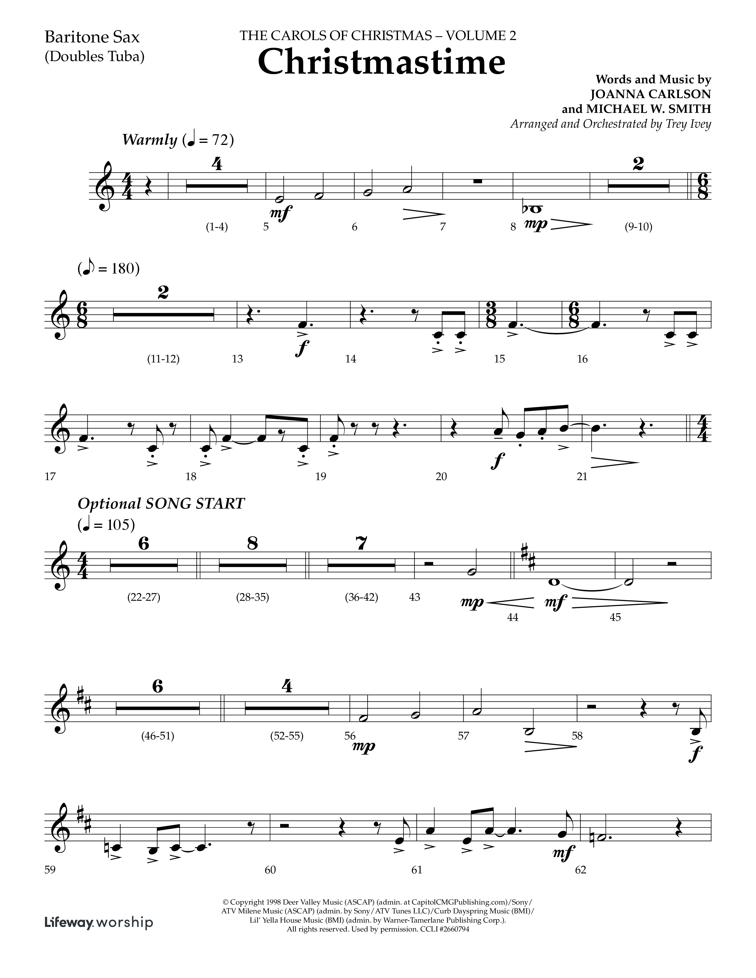 Christmastime (Choral Anthem SATB) Bari Sax (Lifeway Choral / Arr. Trey Ivey)