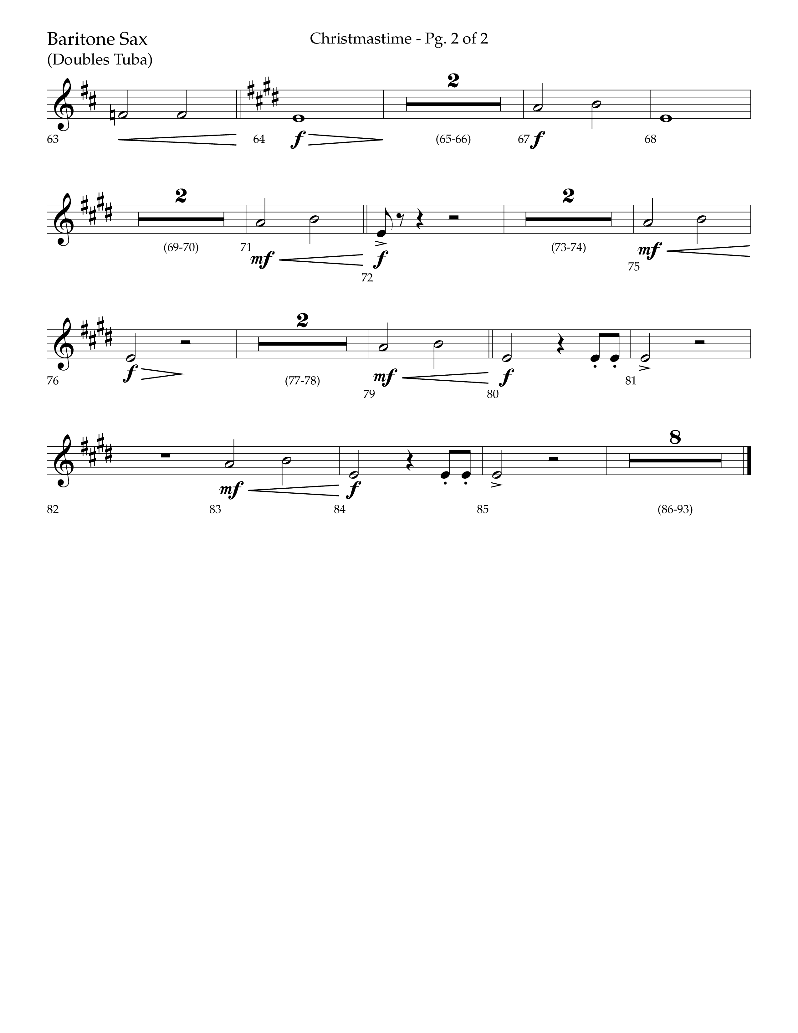 Christmastime (Choral Anthem SATB) Bari Sax (Lifeway Choral / Arr. Trey Ivey)
