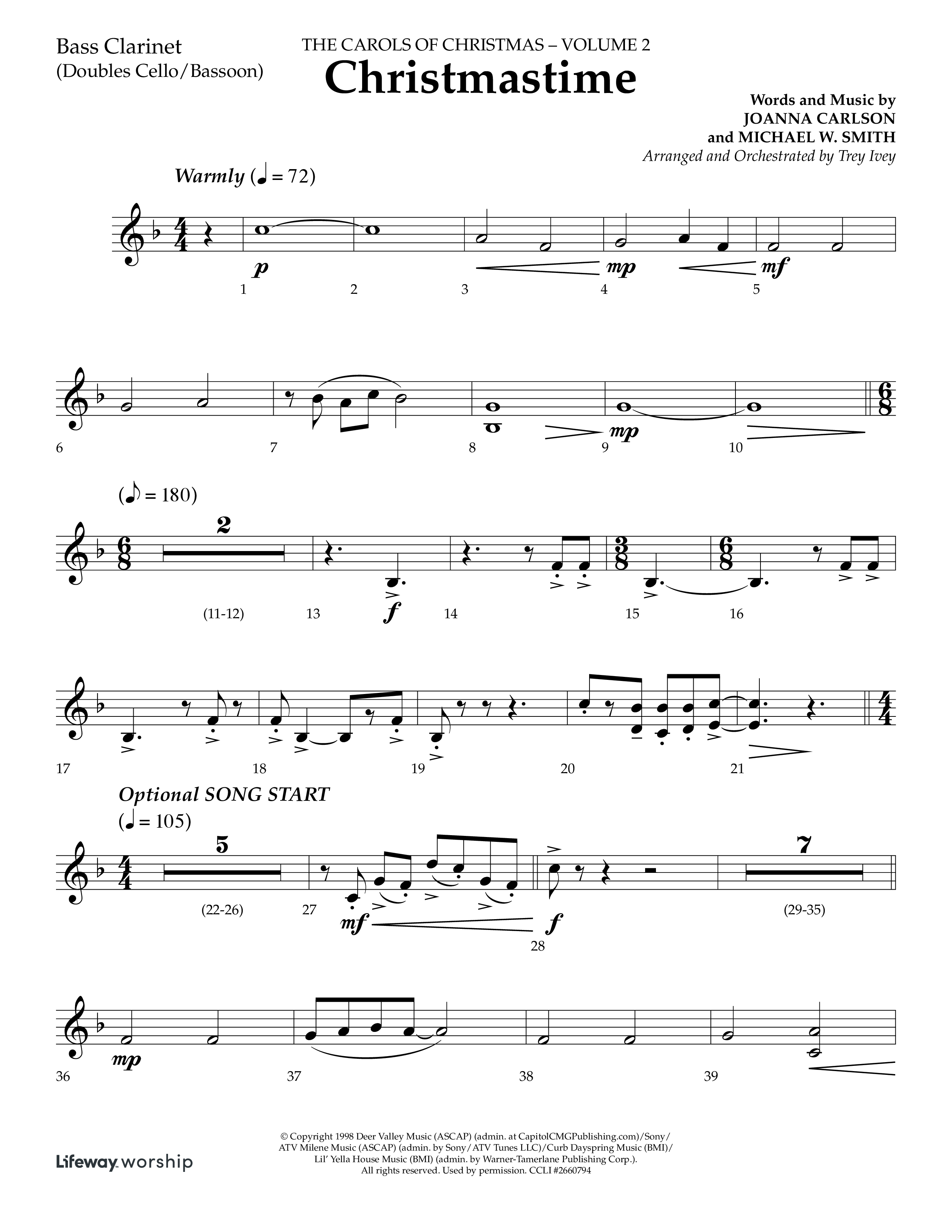 Christmastime (Choral Anthem SATB) Bass Clarinet (Lifeway Choral / Arr. Trey Ivey)