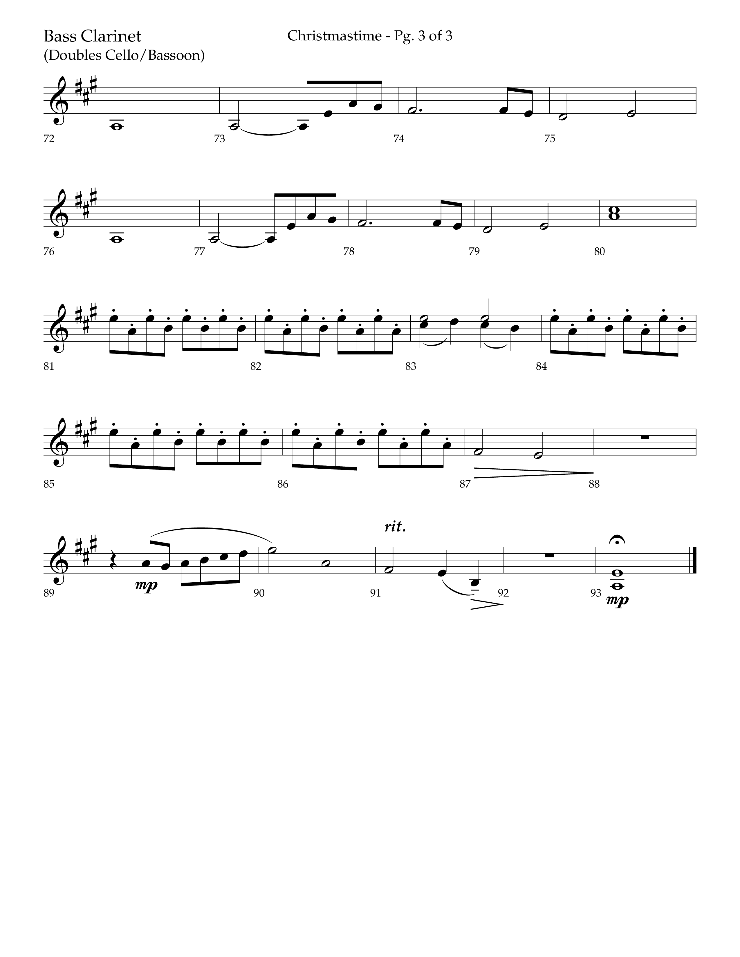 Christmastime (Choral Anthem SATB) Bass Clarinet (Lifeway Choral / Arr. Trey Ivey)