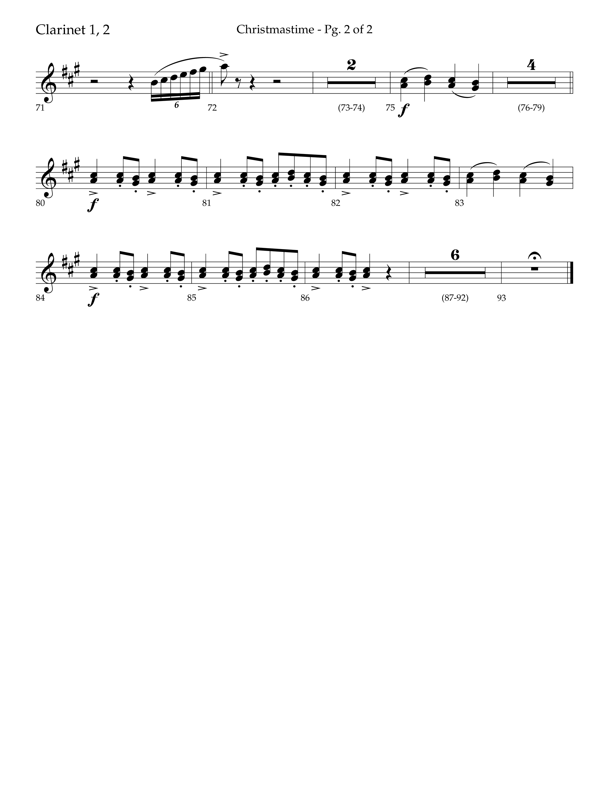 Christmastime (Choral Anthem SATB) Clarinet 1/2 (Lifeway Choral / Arr. Trey Ivey)