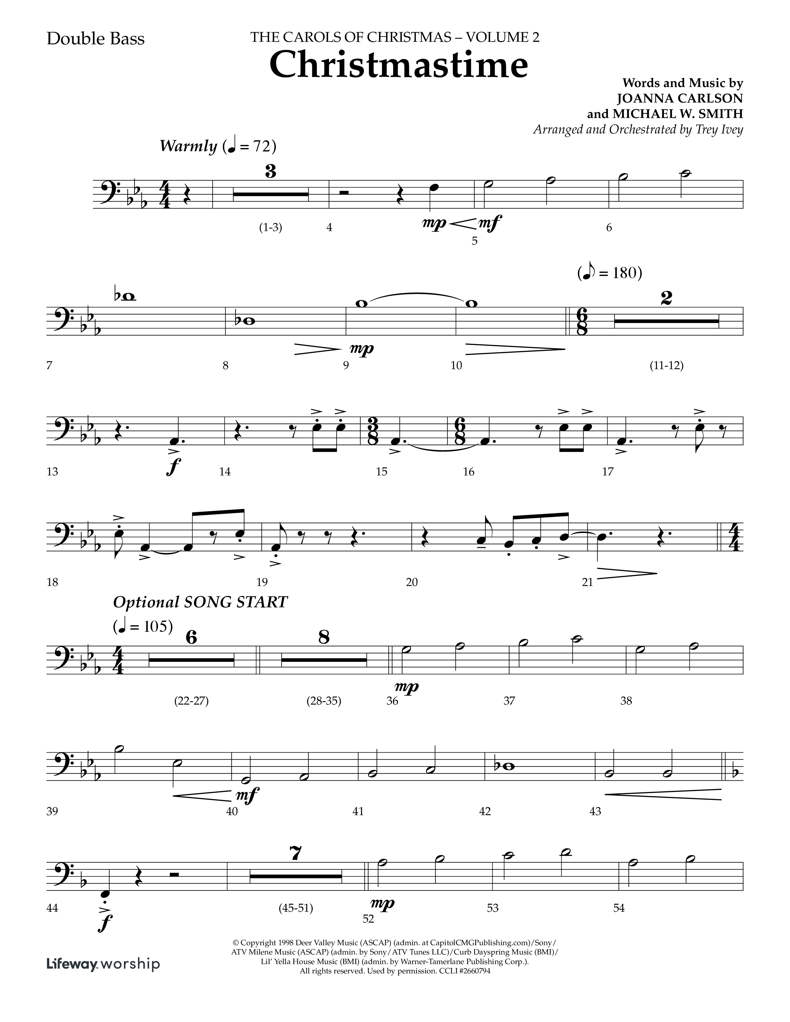Christmastime (Choral Anthem SATB) Double Bass (Lifeway Choral / Arr. Trey Ivey)