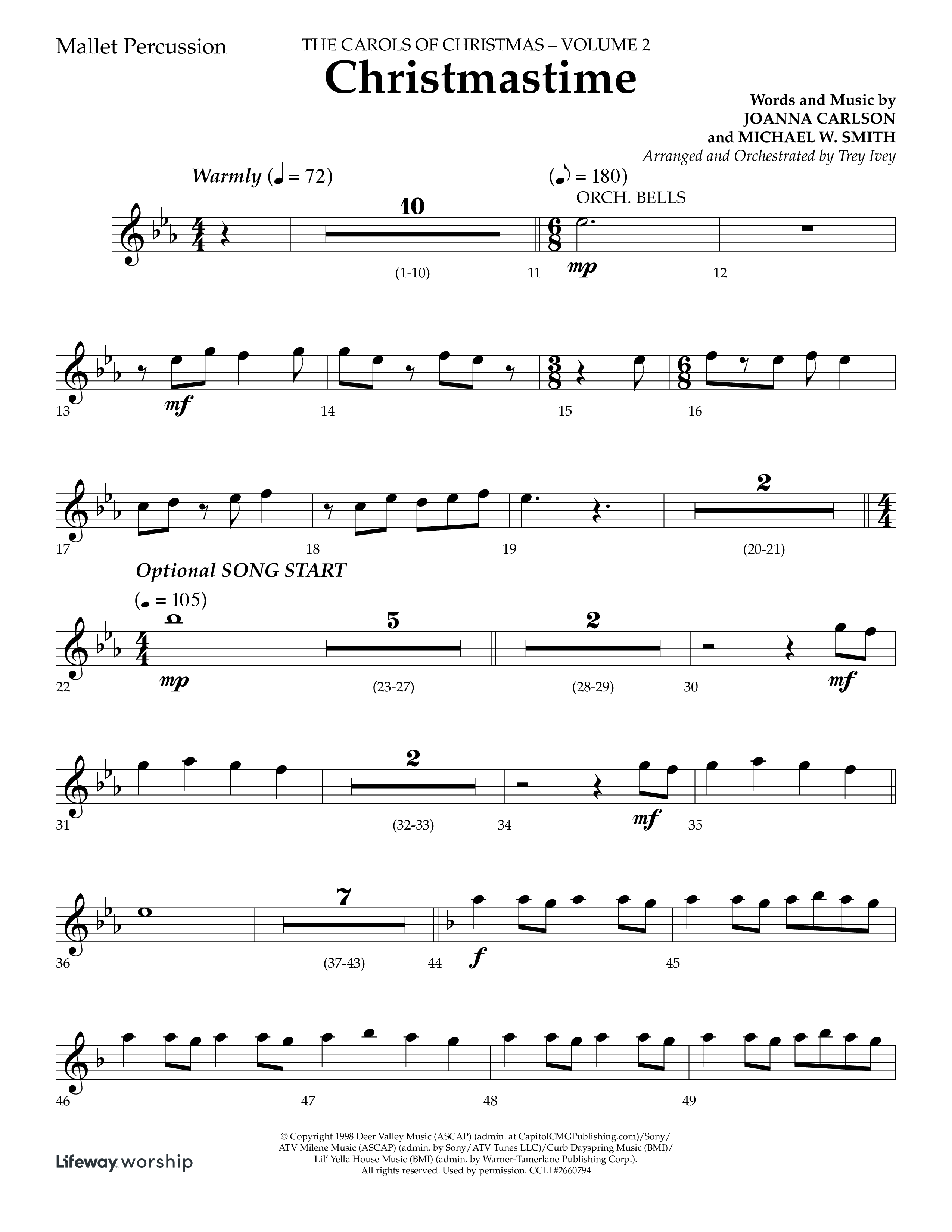 Christmastime (Choral Anthem SATB) Mallets (Lifeway Choral / Arr. Trey Ivey)