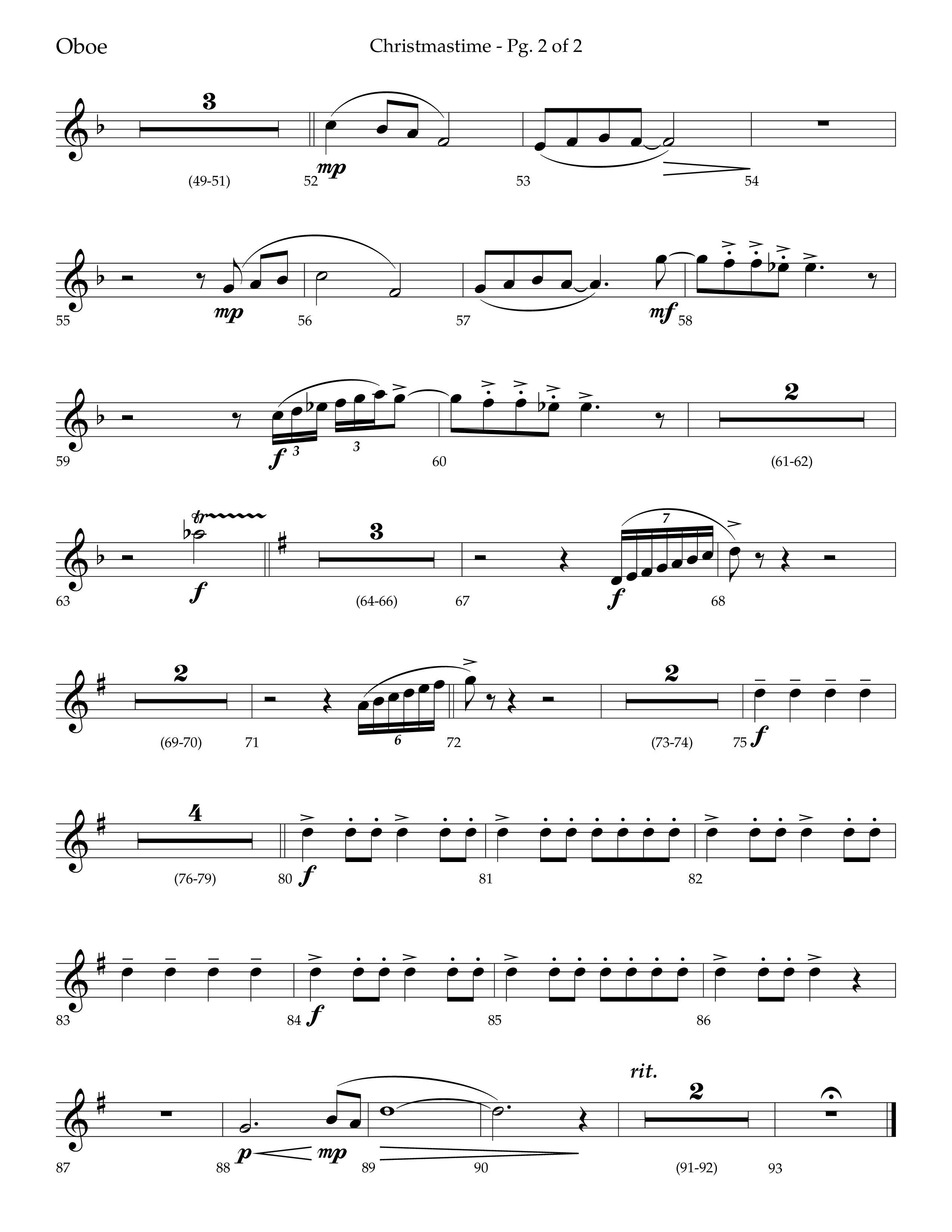 Christmastime (Choral Anthem SATB) Oboe (Lifeway Choral / Arr. Trey Ivey)