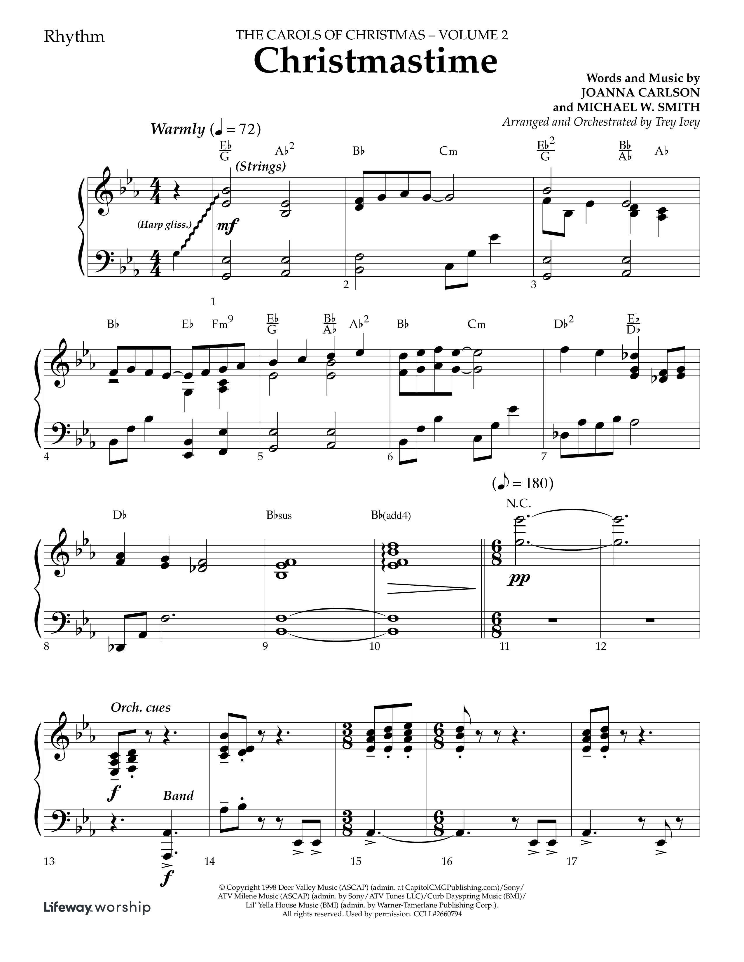 Christmastime (Choral Anthem SATB) Rhythm Chart (Lifeway Choral / Arr. Trey Ivey)