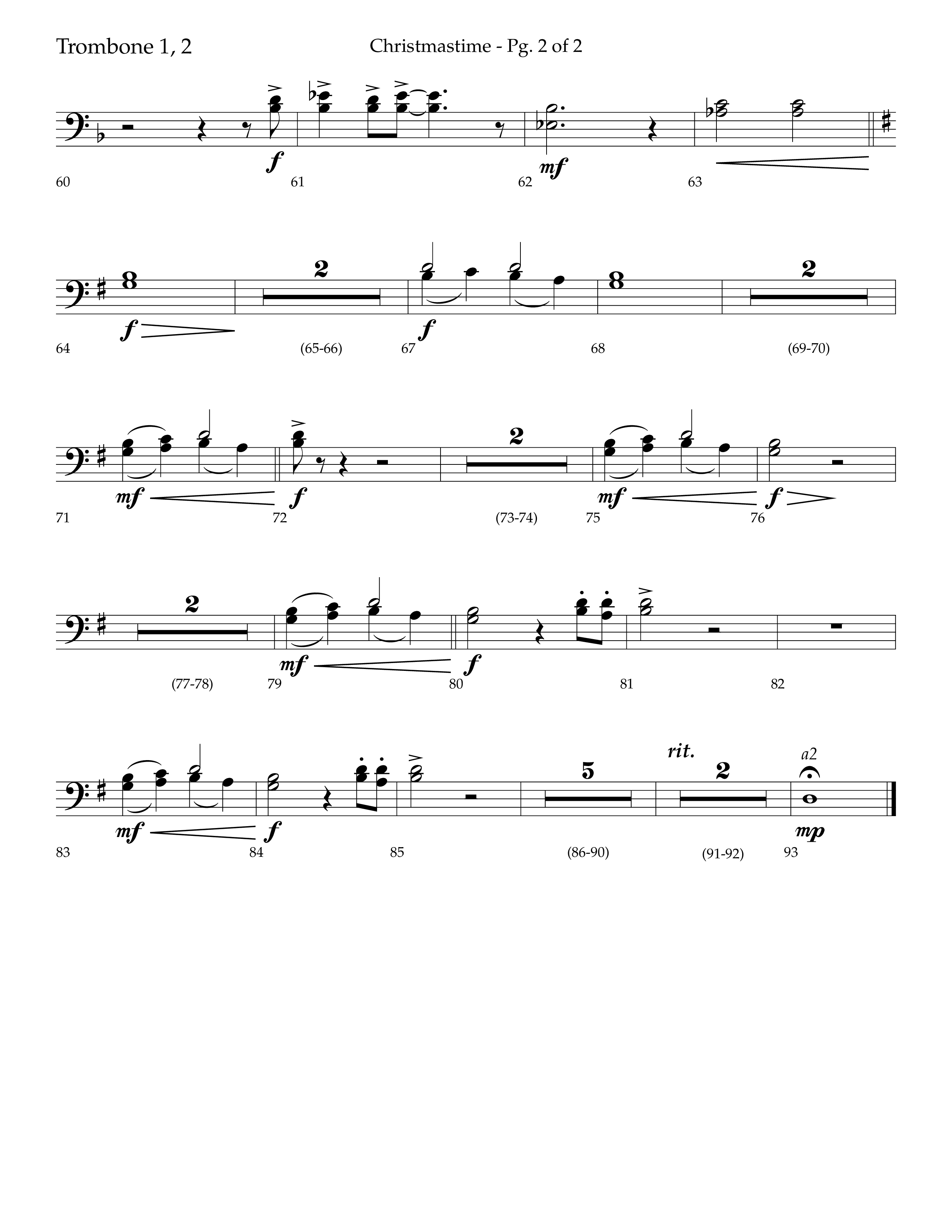Christmastime (Choral Anthem SATB) Trombone 1/2 (Lifeway Choral / Arr. Trey Ivey)