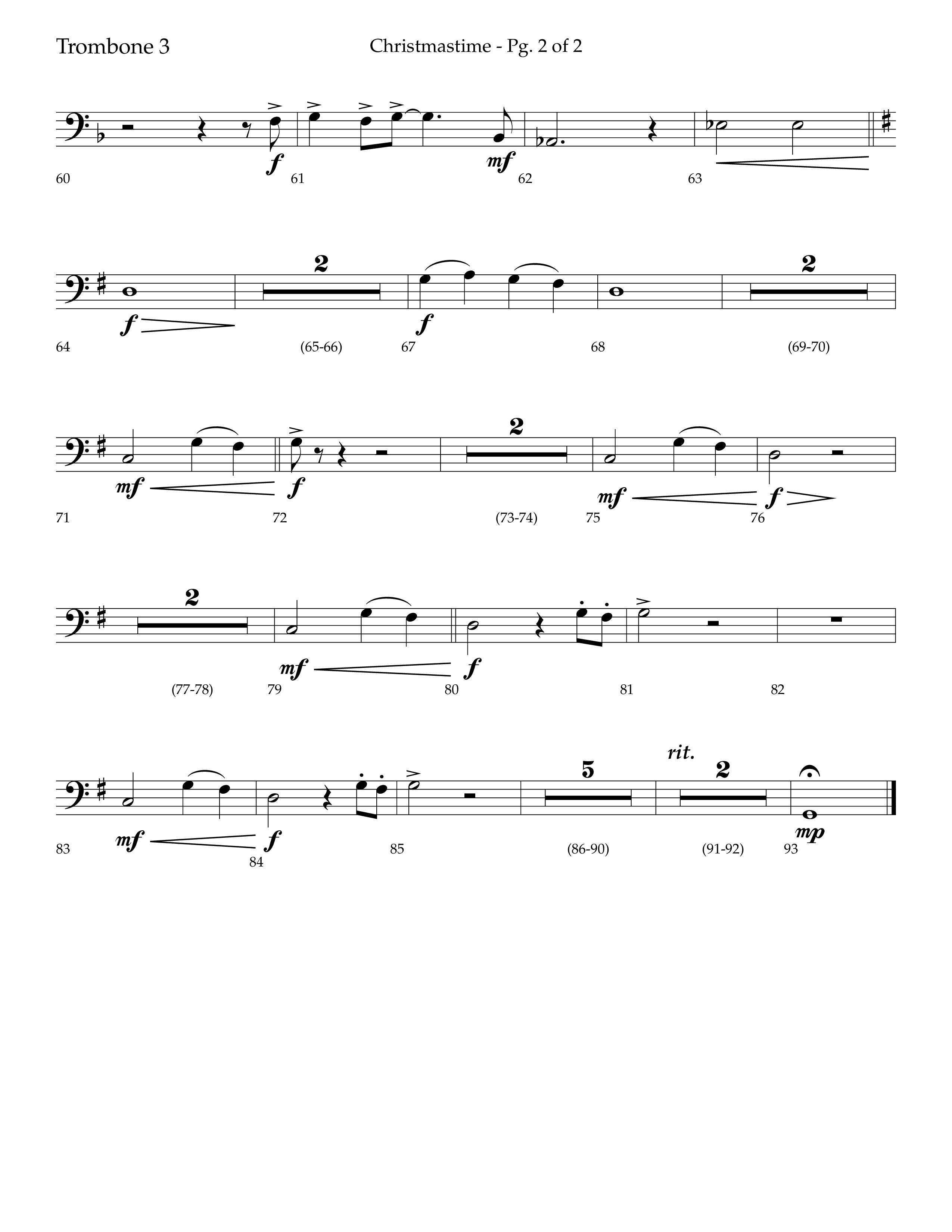 Christmastime (Choral Anthem SATB) Trombone 3 (Lifeway Choral / Arr. Trey Ivey)
