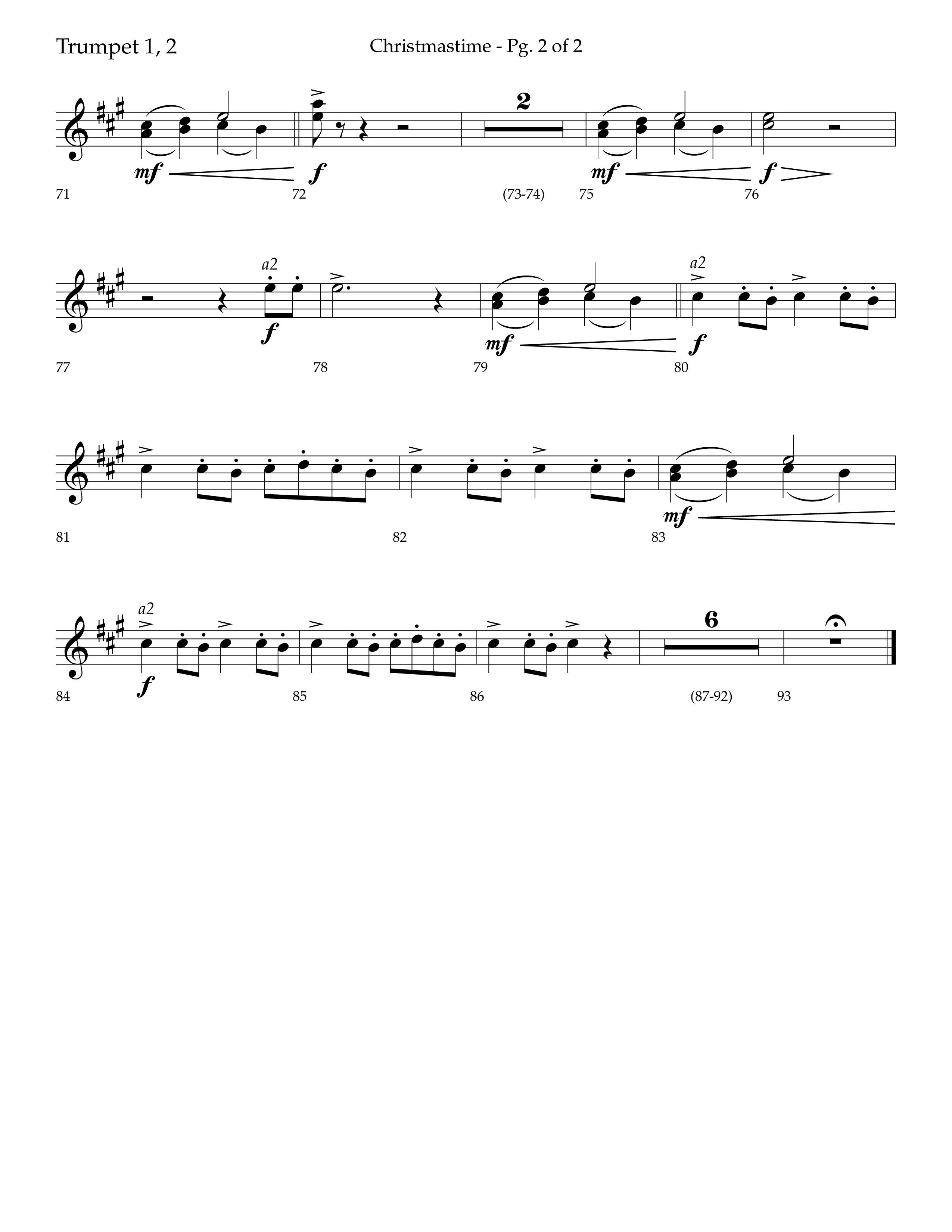 Christmastime (Choral Anthem SATB) Trumpet 1,2 (Lifeway Choral / Arr. Trey Ivey)