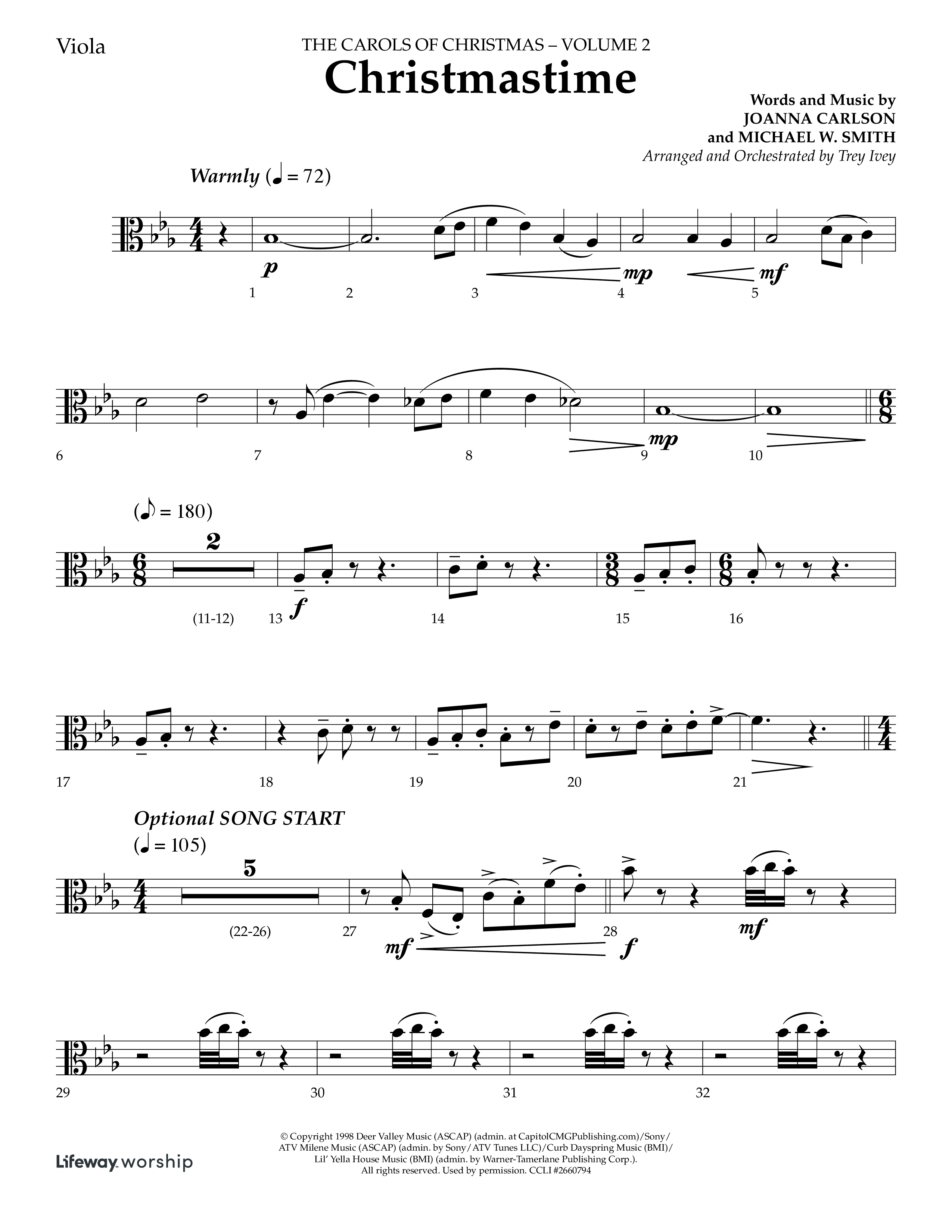 Christmastime (Choral Anthem SATB) Viola (Lifeway Choral / Arr. Trey Ivey)