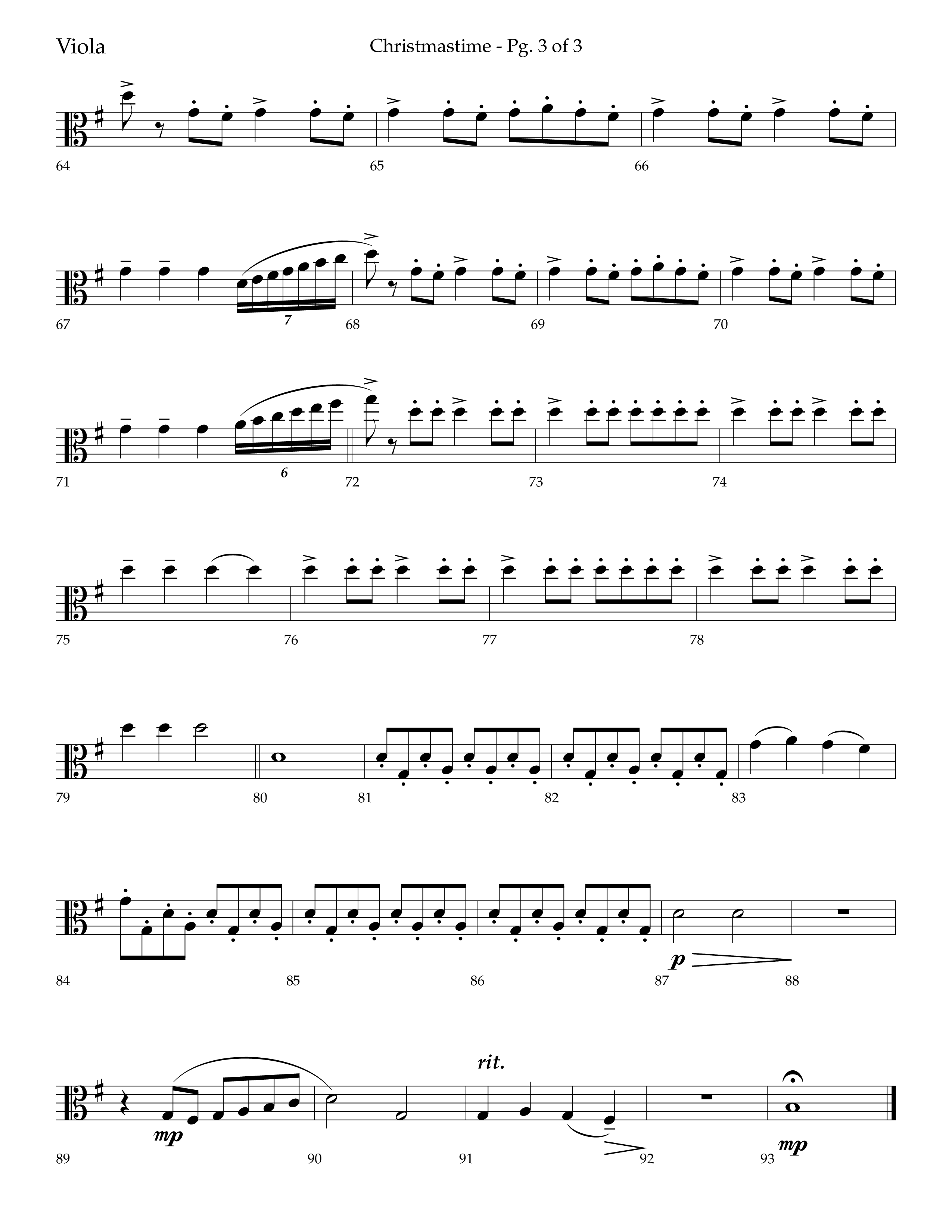 Christmastime (Choral Anthem SATB) Viola (Lifeway Choral / Arr. Trey Ivey)
