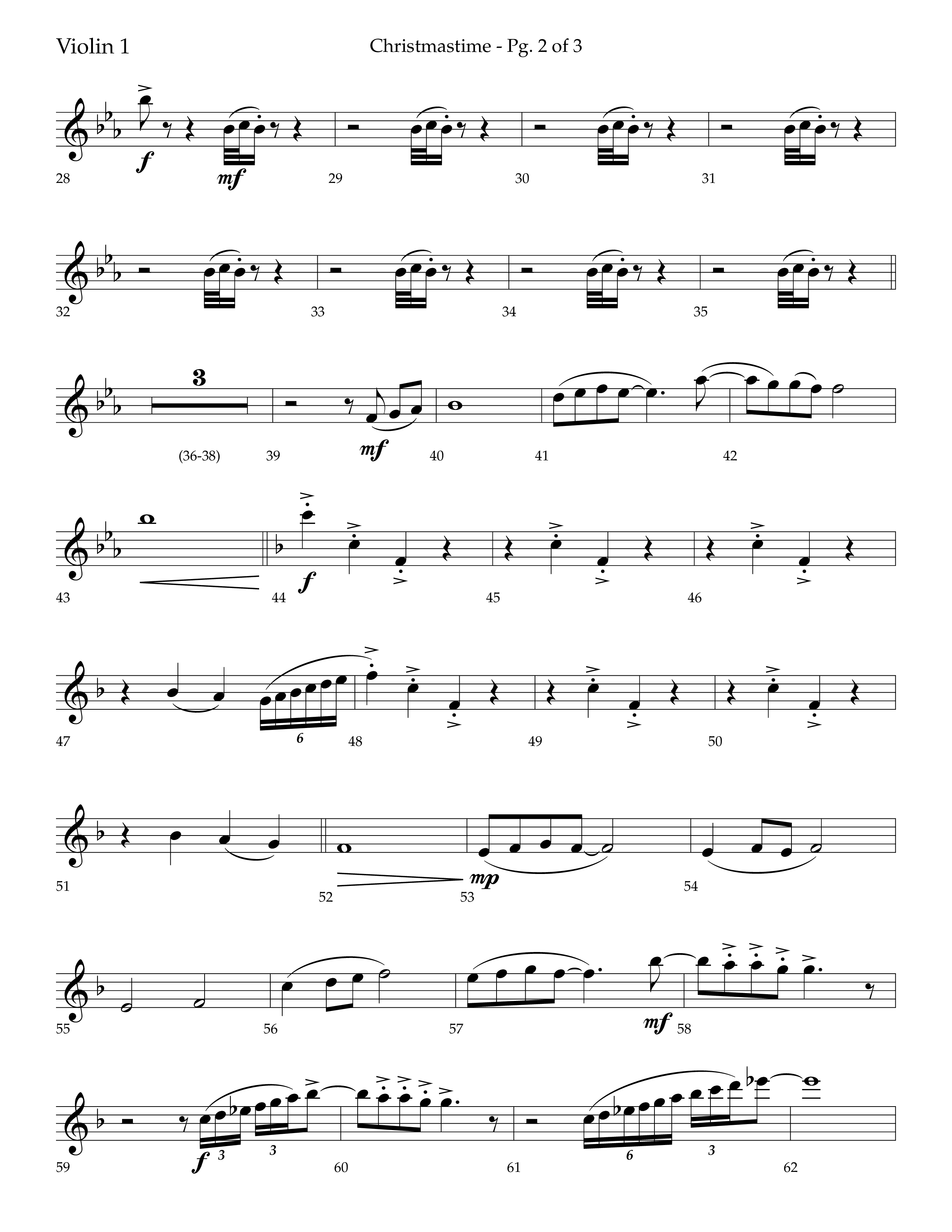 Christmastime (Choral Anthem SATB) Violin 1 (Lifeway Choral / Arr. Trey Ivey)