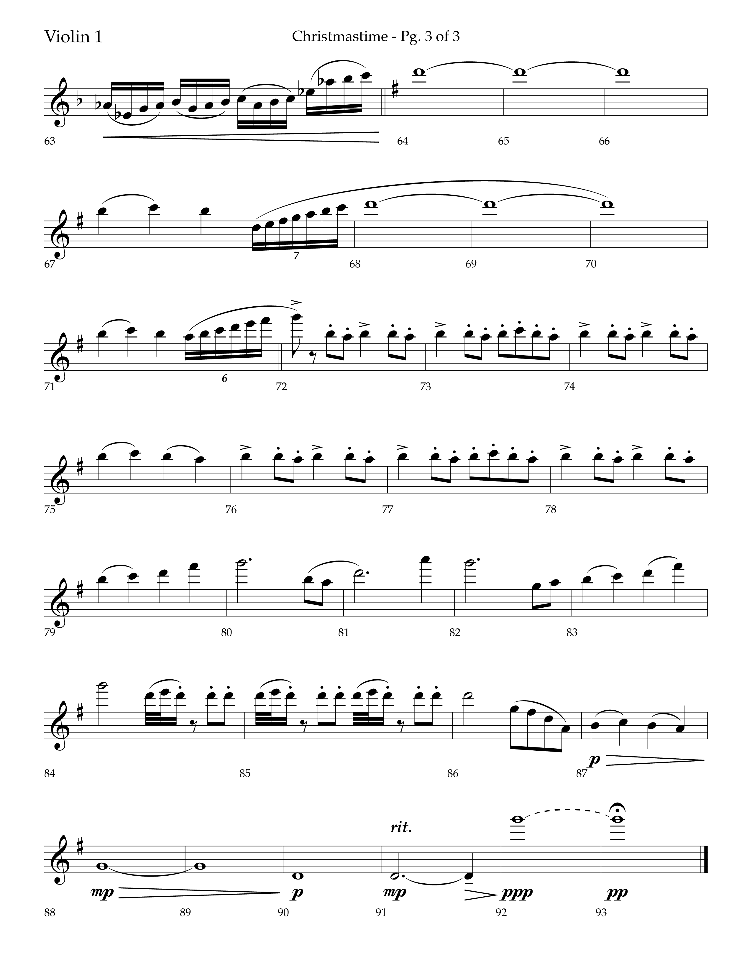 Christmastime (Choral Anthem SATB) Violin 1 (Lifeway Choral / Arr. Trey Ivey)