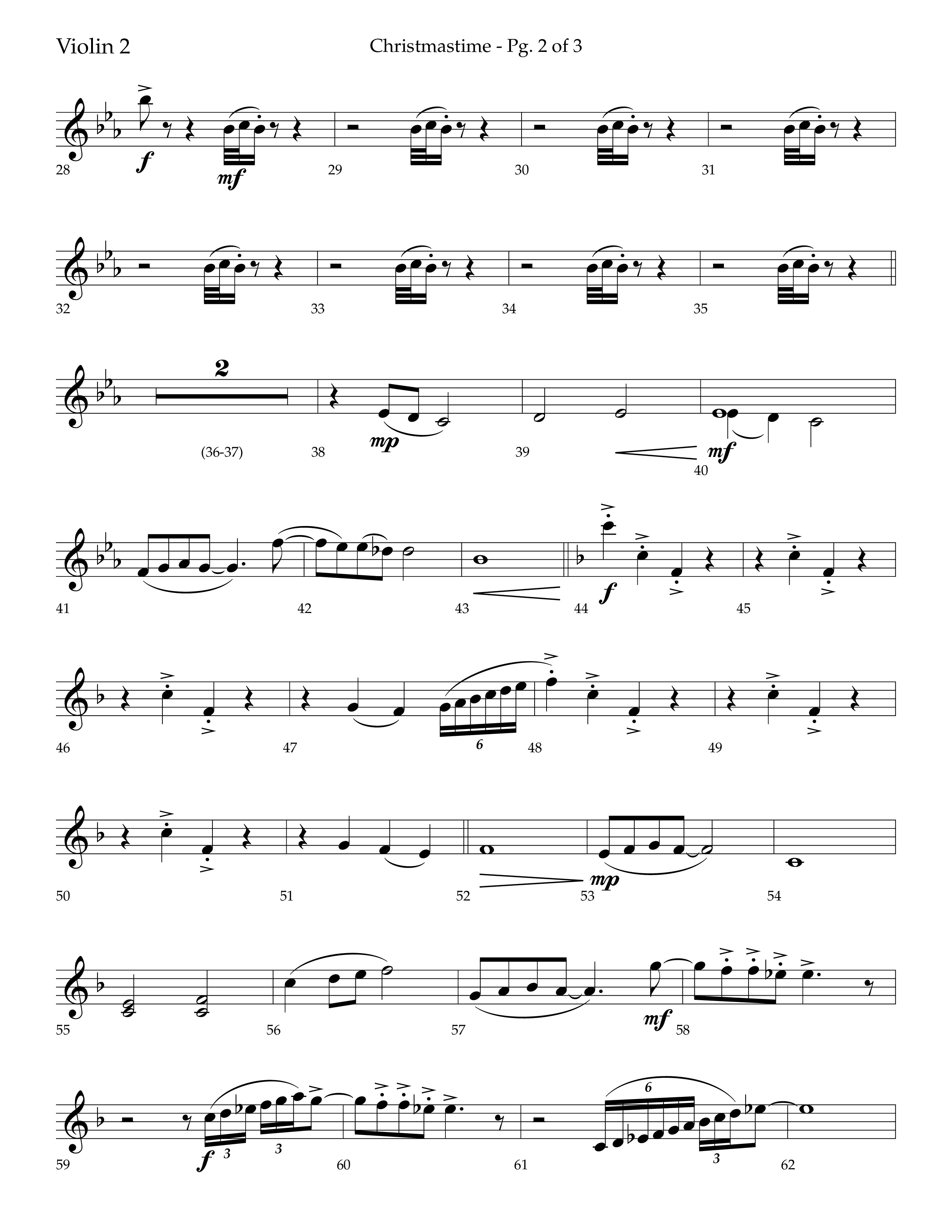 Christmastime (Choral Anthem SATB) Violin 2 (Lifeway Choral / Arr. Trey Ivey)
