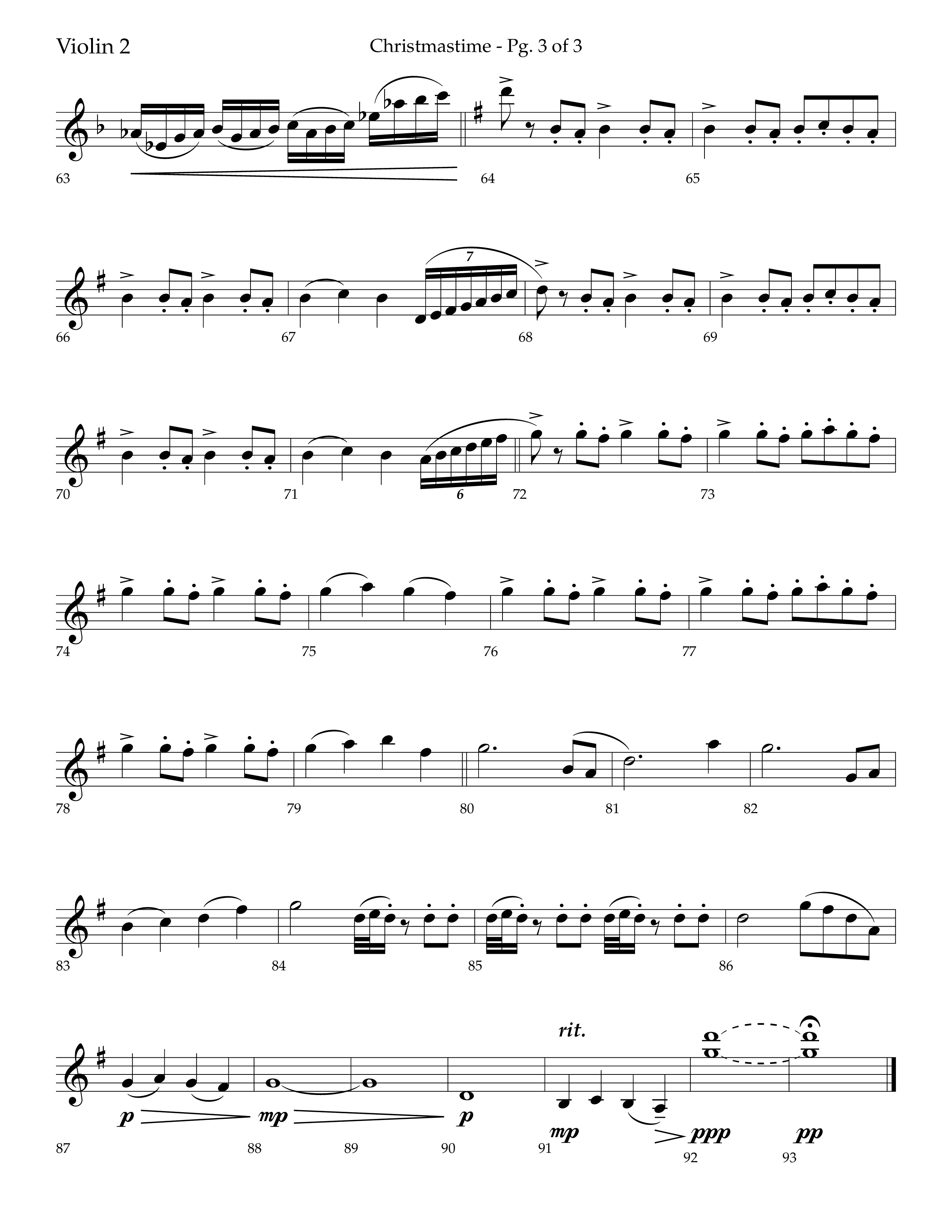Christmastime (Choral Anthem SATB) Violin 2 (Lifeway Choral / Arr. Trey Ivey)