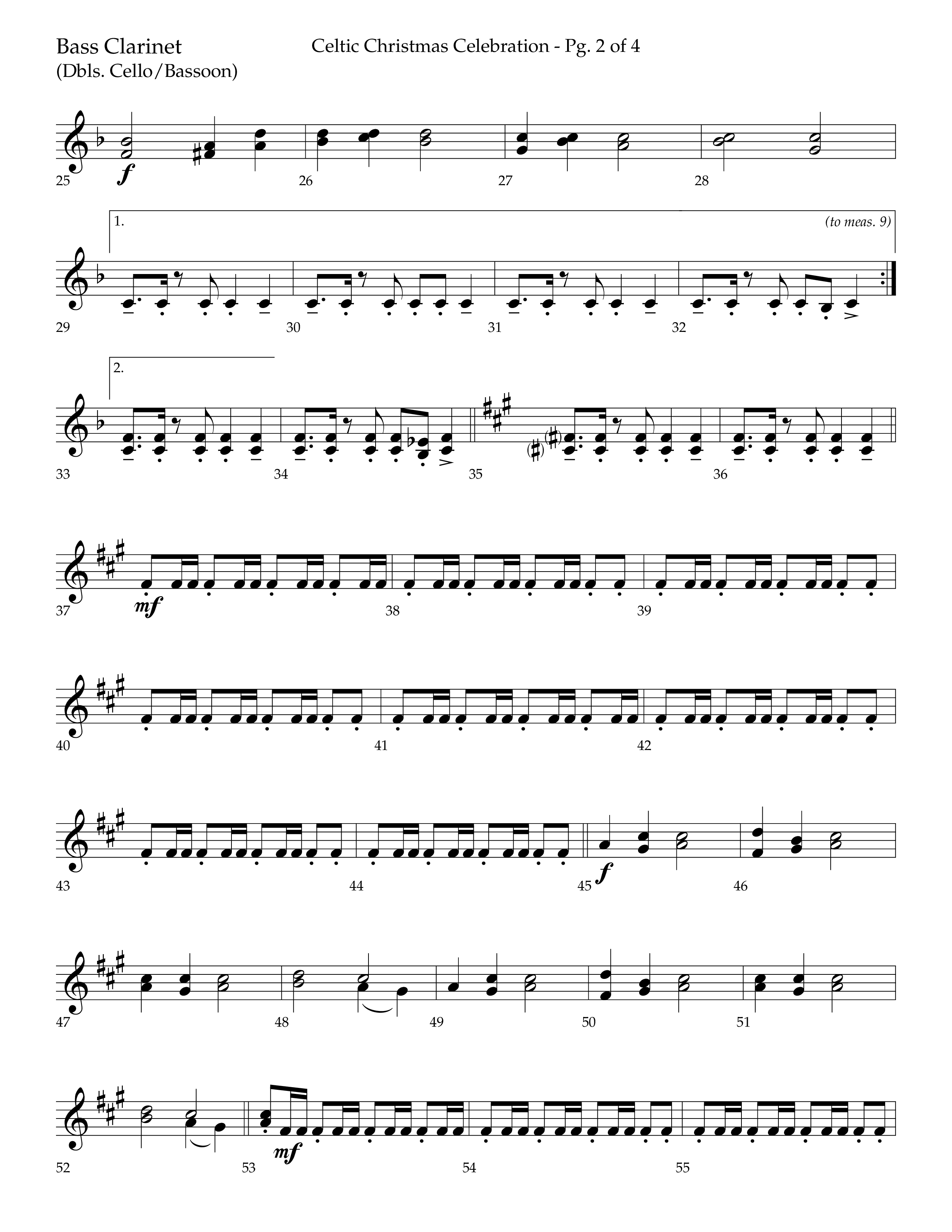 Celtic Christmas Celebration (Choral Anthem SATB) Bass Clarinet (Lifeway Choral / Arr. Trey Ivey)