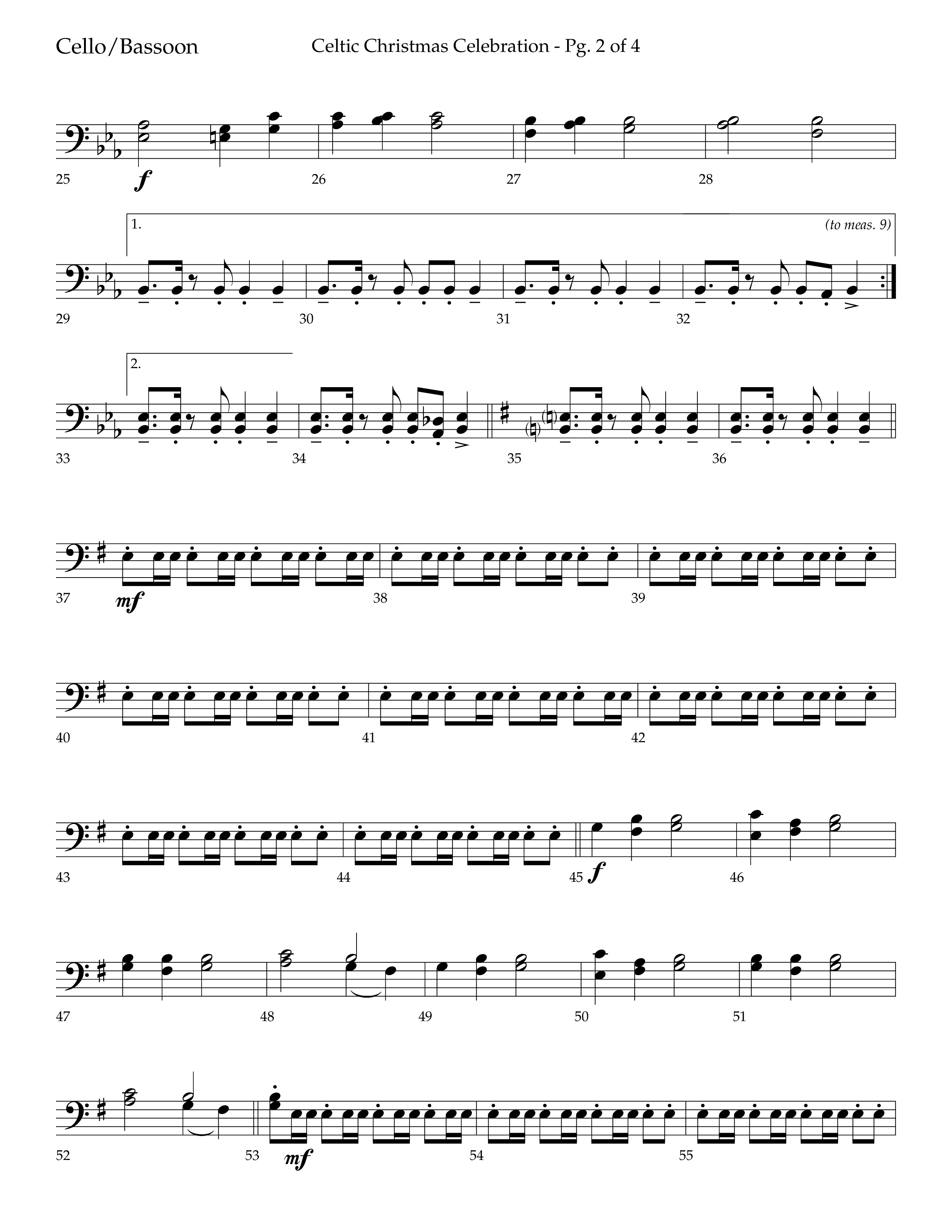 Celtic Christmas Celebration (Choral Anthem SATB) Cello (Lifeway Choral / Arr. Trey Ivey)