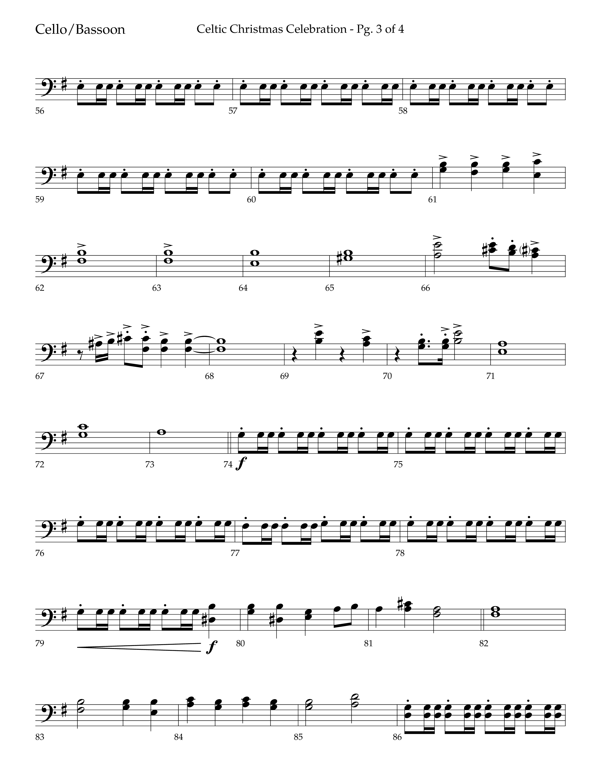 Celtic Christmas Celebration (Choral Anthem SATB) Cello (Lifeway Choral / Arr. Trey Ivey)