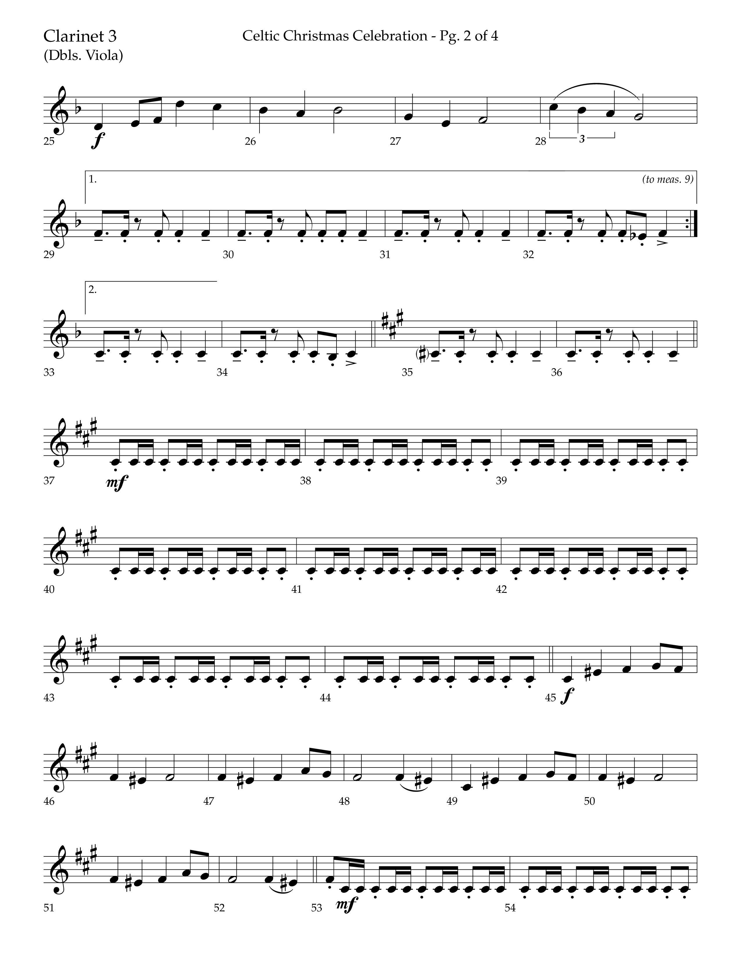 Celtic Christmas Celebration (Choral Anthem SATB) Clarinet 3 (Lifeway Choral / Arr. Trey Ivey)