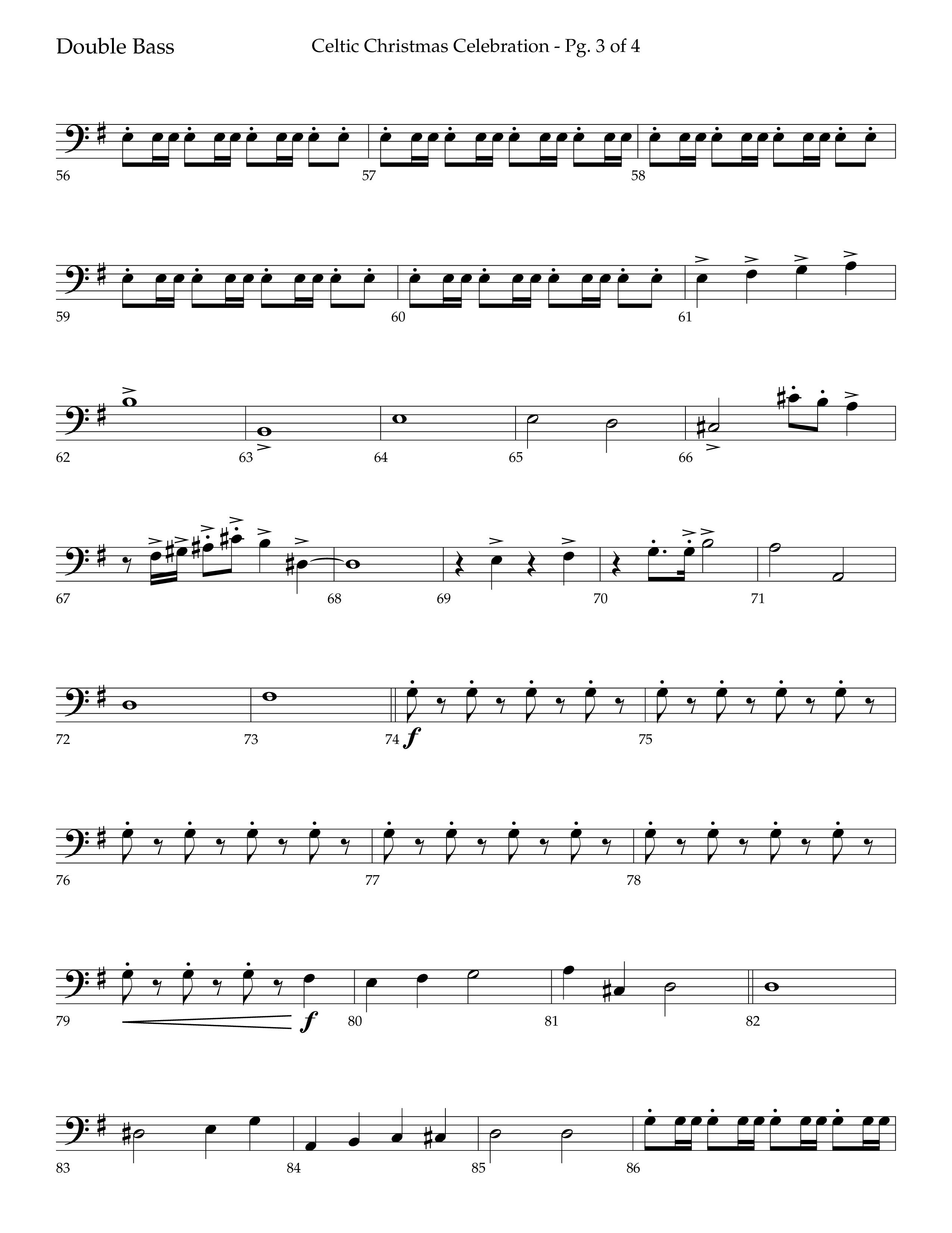 Celtic Christmas Celebration (Choral Anthem SATB) Double Bass (Lifeway Choral / Arr. Trey Ivey)