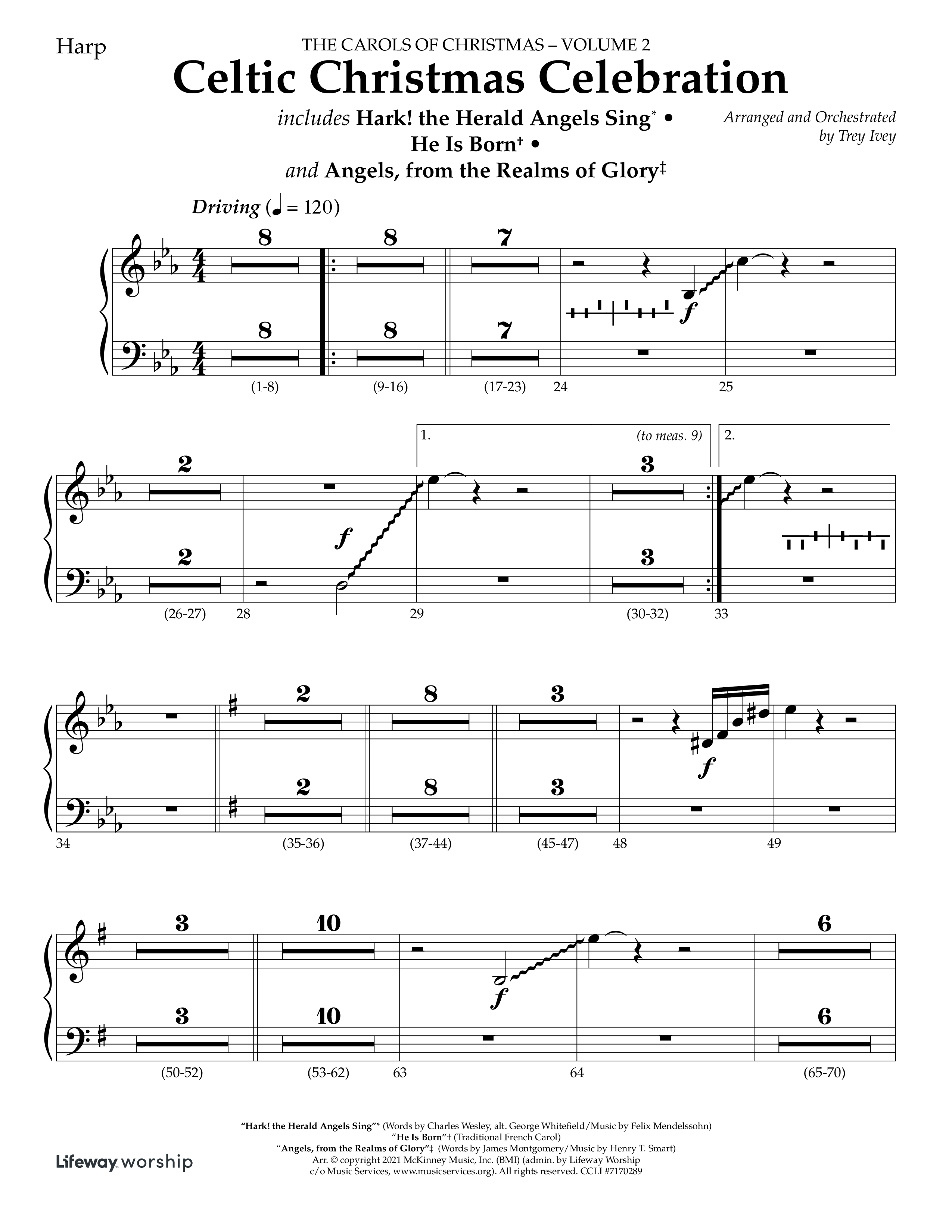 Celtic Christmas Celebration (Choral Anthem SATB) Harp (Lifeway Choral / Arr. Trey Ivey)