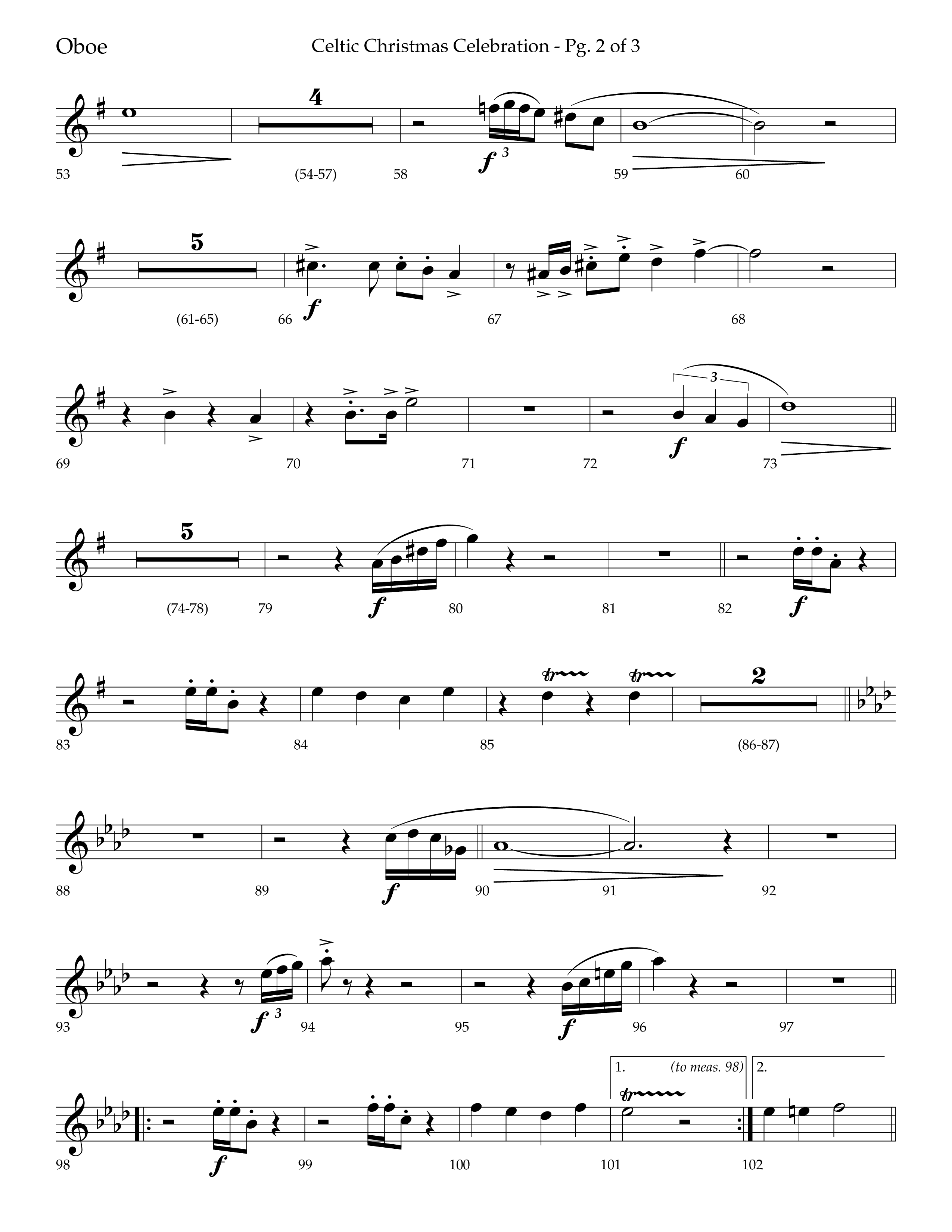 Celtic Christmas Celebration (Choral Anthem SATB) Oboe (Lifeway Choral / Arr. Trey Ivey)