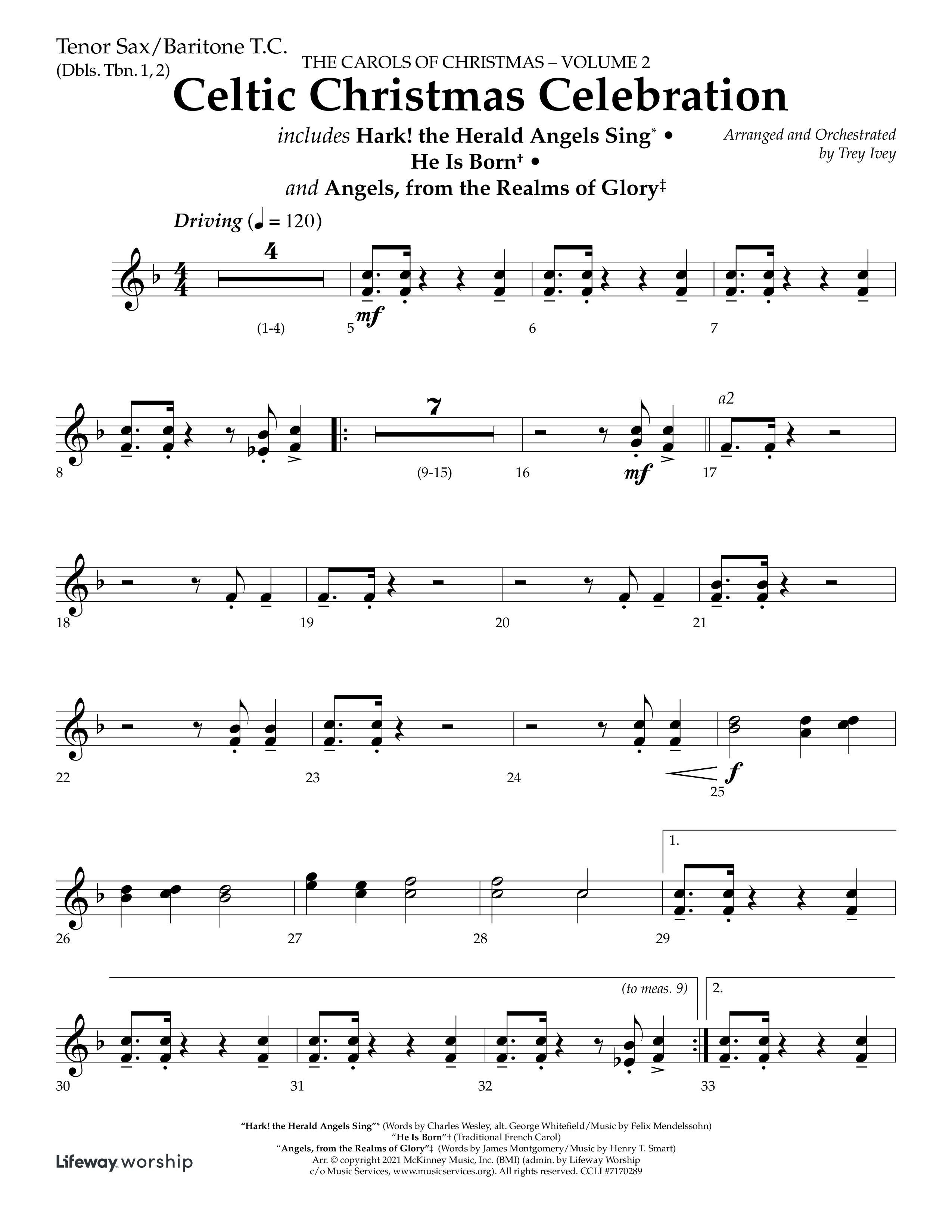 Celtic Christmas Celebration (Choral Anthem SATB) Tenor Sax/Baritone T.C. (Lifeway Choral / Arr. Trey Ivey)
