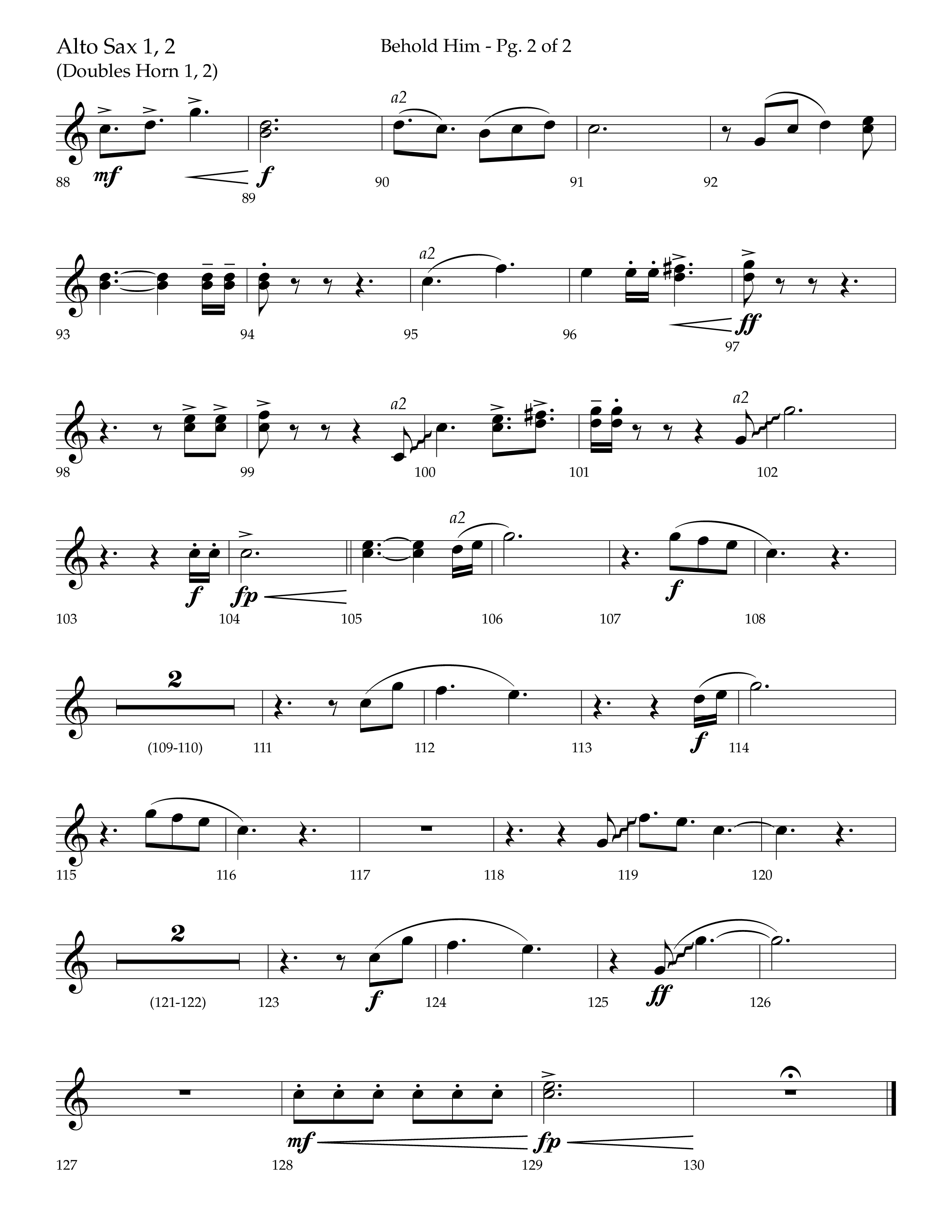 Behold Him (Choral Anthem SATB) Alto Sax 1/2 (Lifeway Choral / Arr. Trey Ivey)