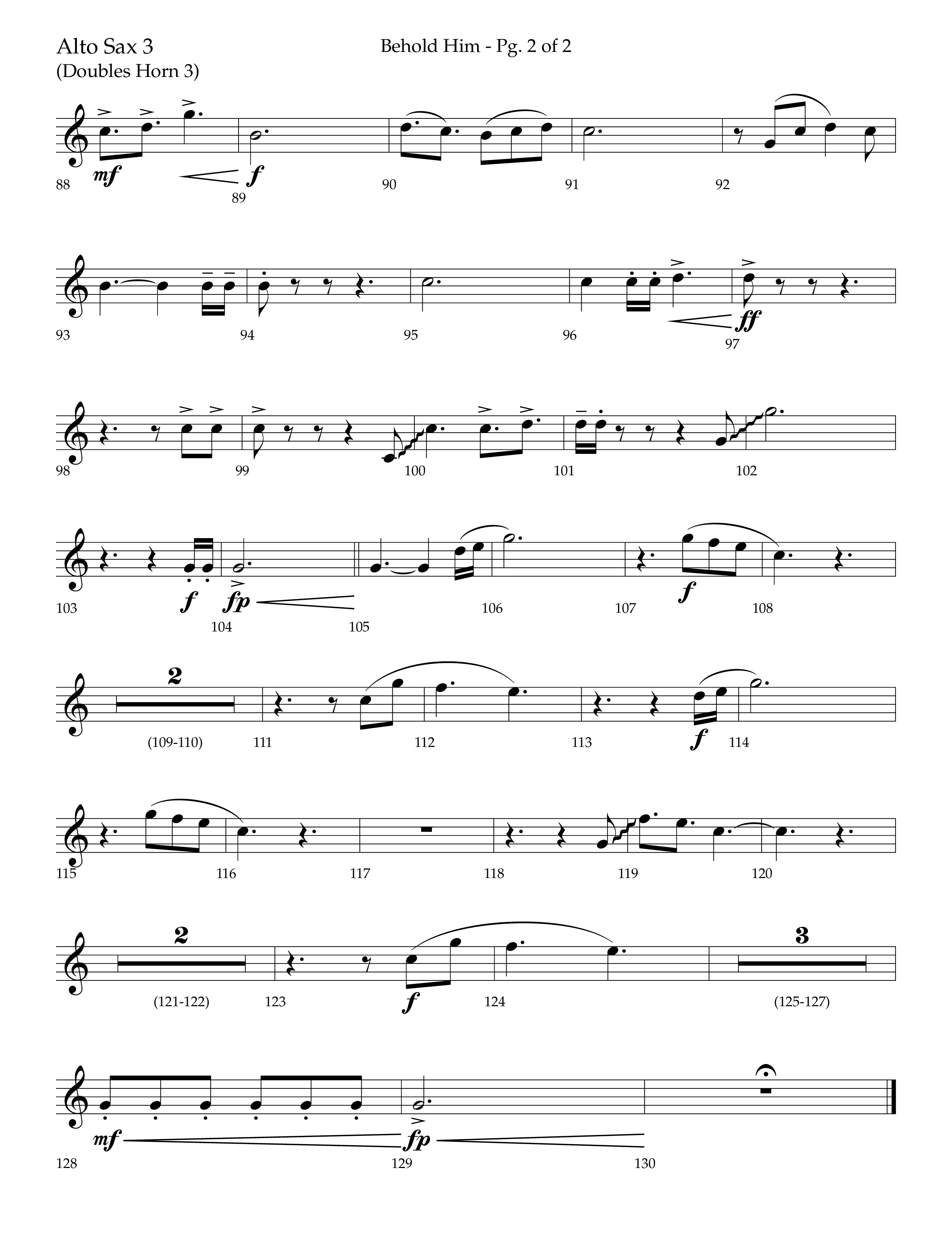 Behold Him (Choral Anthem SATB) Alto Sax (Lifeway Choral / Arr. Trey Ivey)