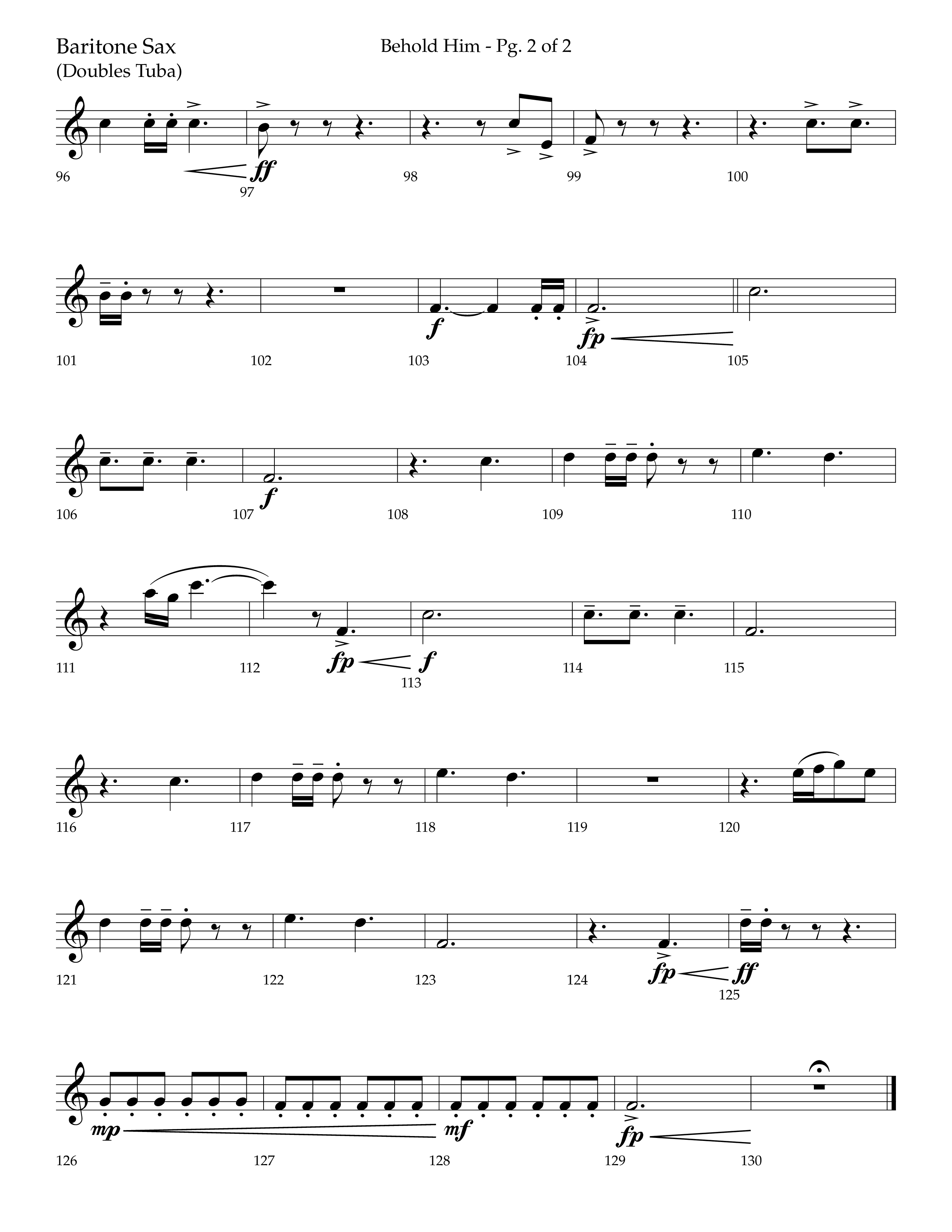 Behold Him (Choral Anthem SATB) Bari Sax (Lifeway Choral / Arr. Trey Ivey)
