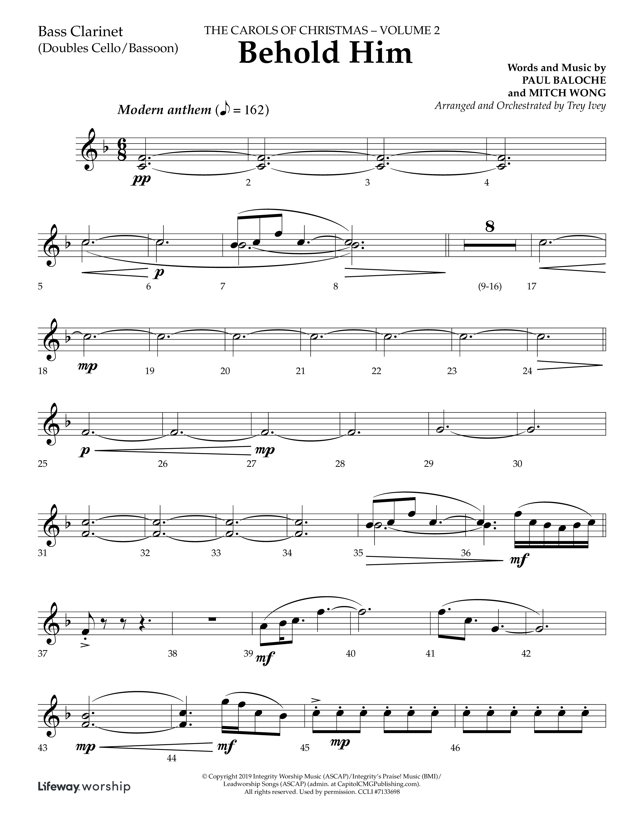 Behold Him (Choral Anthem SATB) Bass Clarinet (Lifeway Choral / Arr. Trey Ivey)