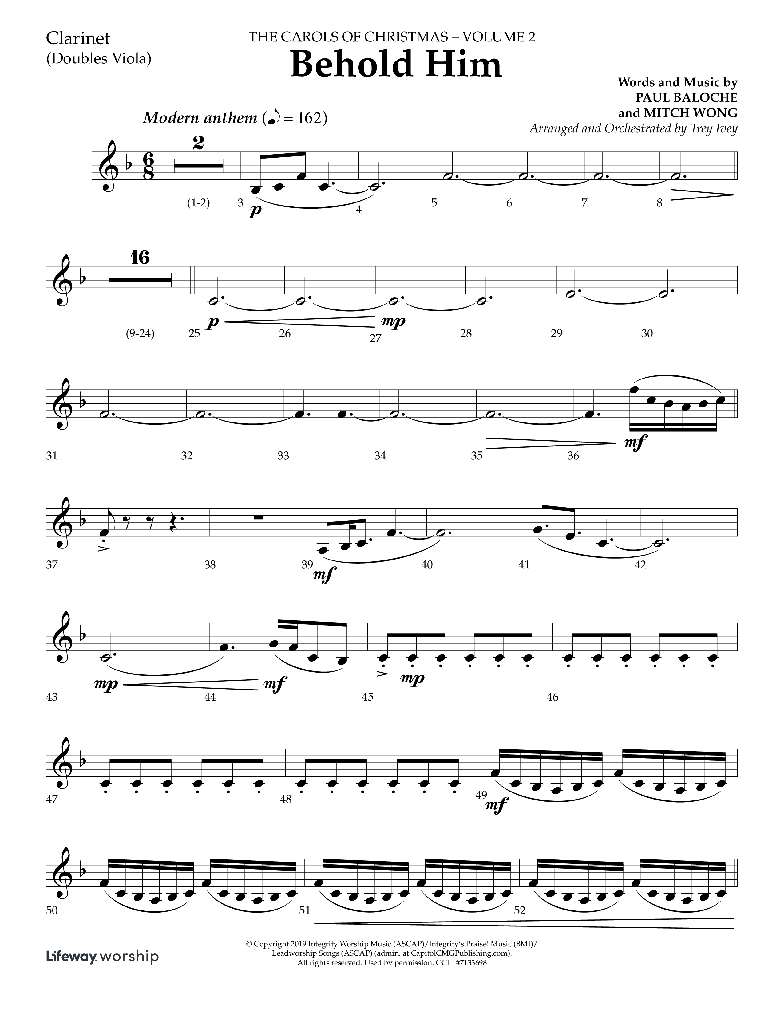 Behold Him (Choral Anthem SATB) Clarinet (Lifeway Choral / Arr. Trey Ivey)