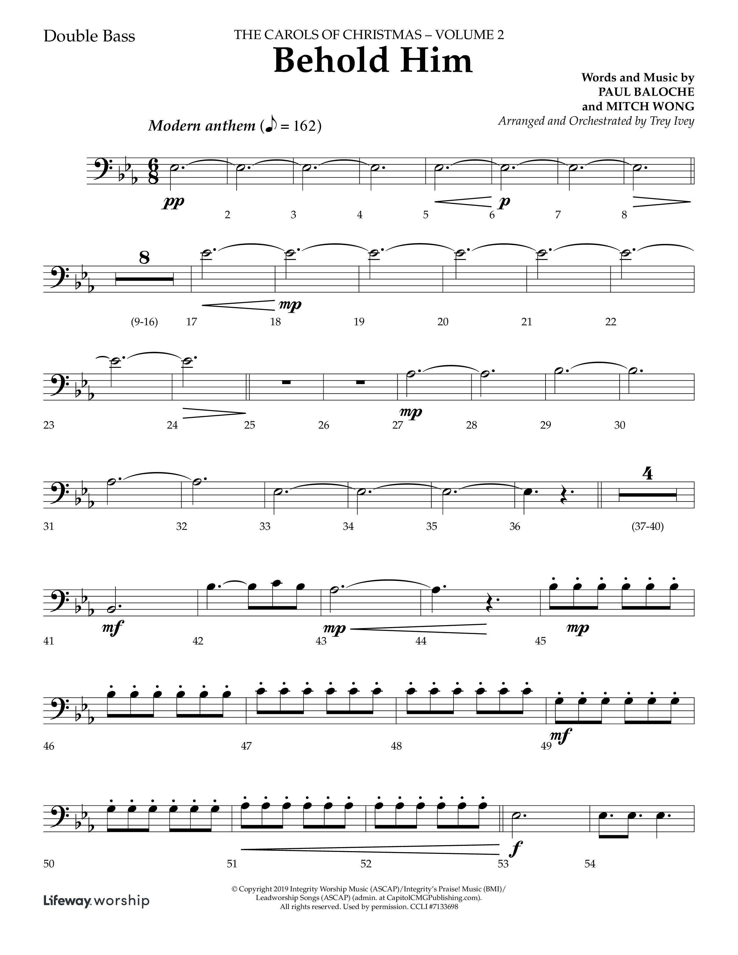 Behold Him (Choral Anthem SATB) Double Bass (Lifeway Choral / Arr. Trey Ivey)