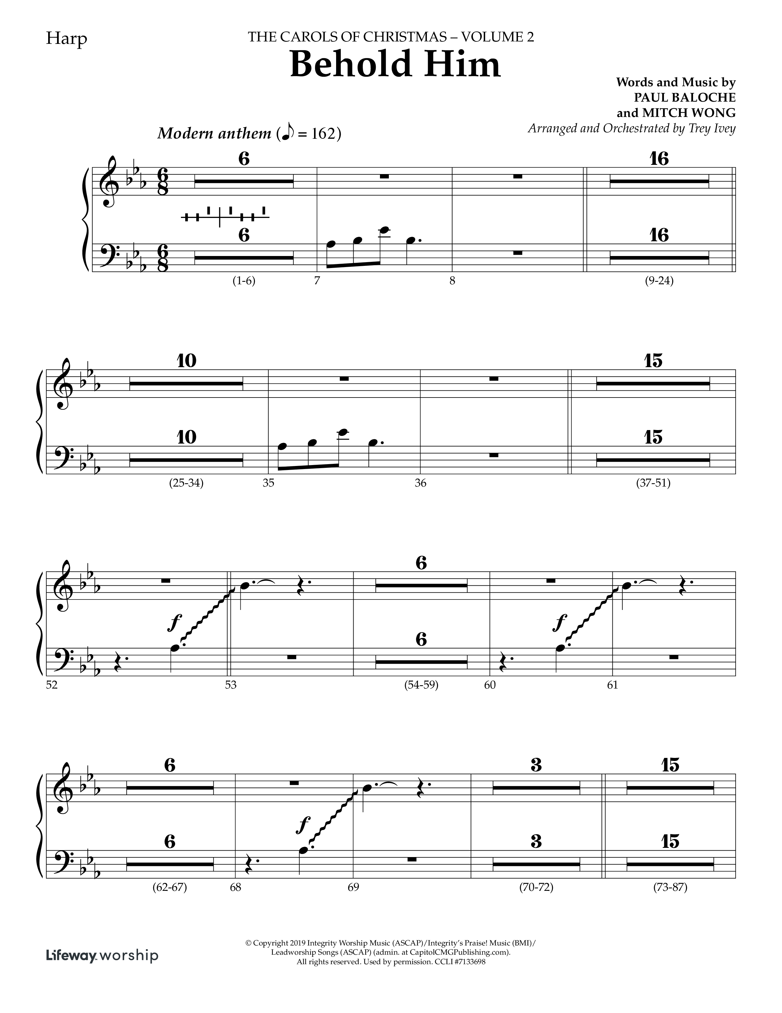 Behold Him (Choral Anthem SATB) Harp (Lifeway Choral / Arr. Trey Ivey)
