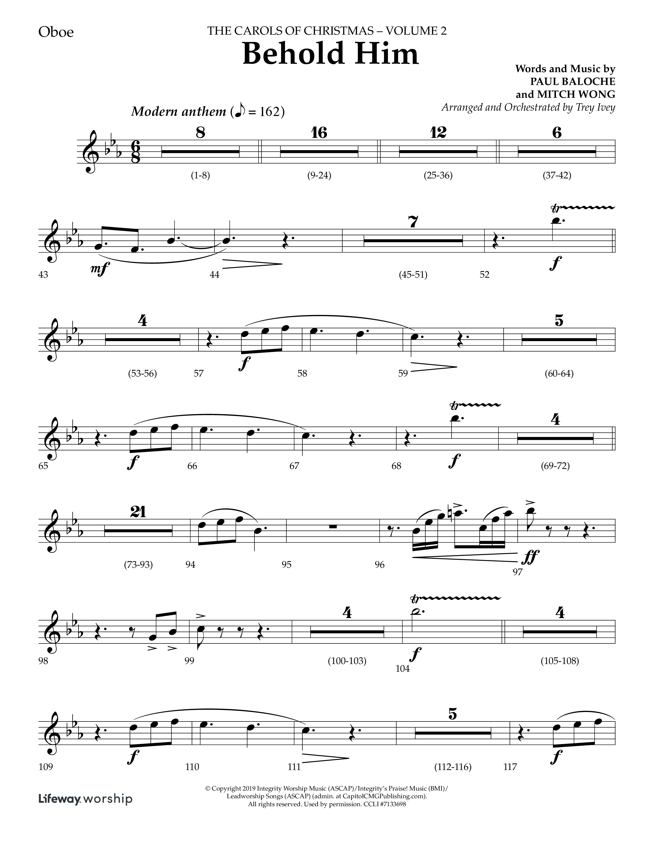 Behold Him (Choral Anthem SATB) Oboe (Lifeway Choral / Arr. Trey Ivey)